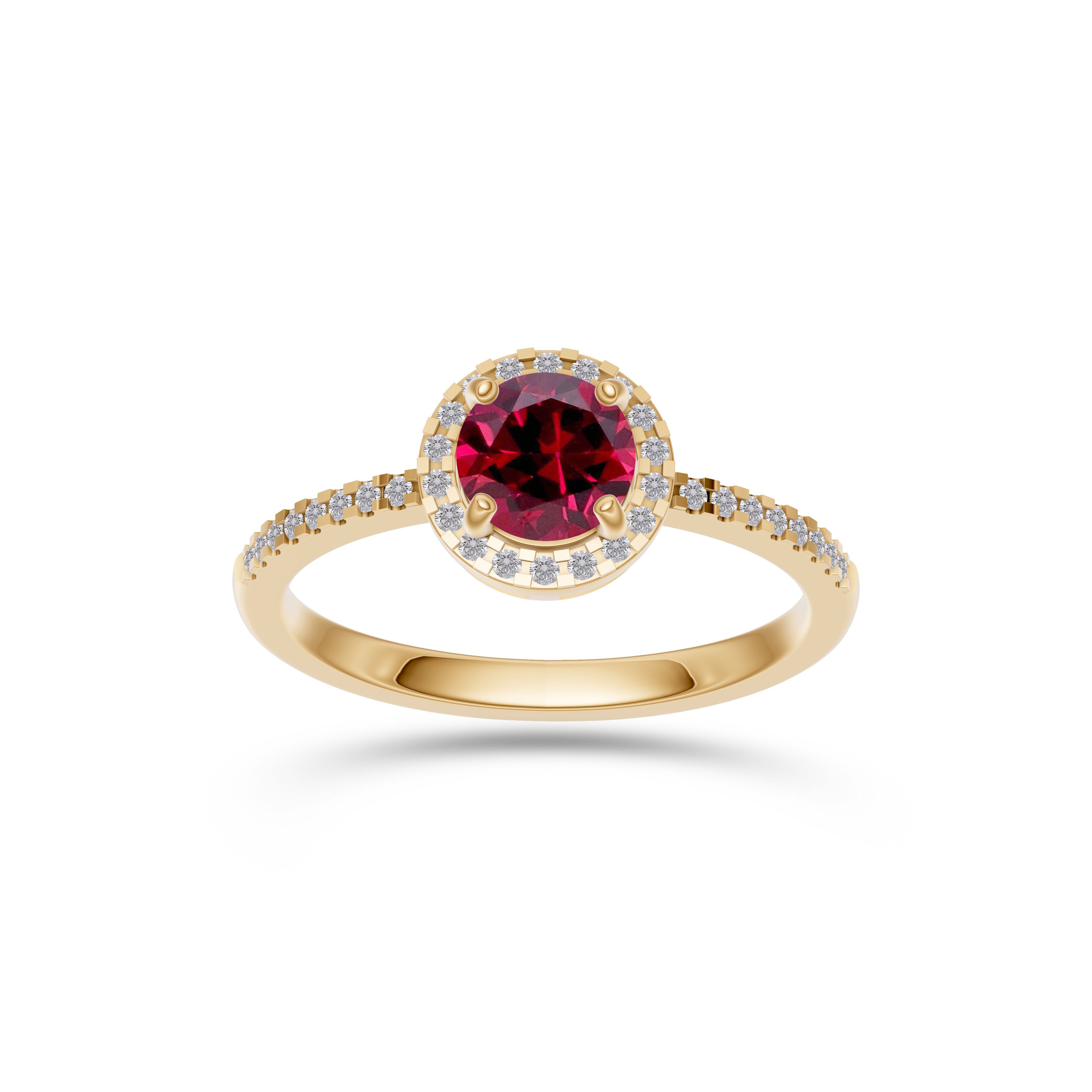 Ruby Round Solitaire Ring In 18K Gold