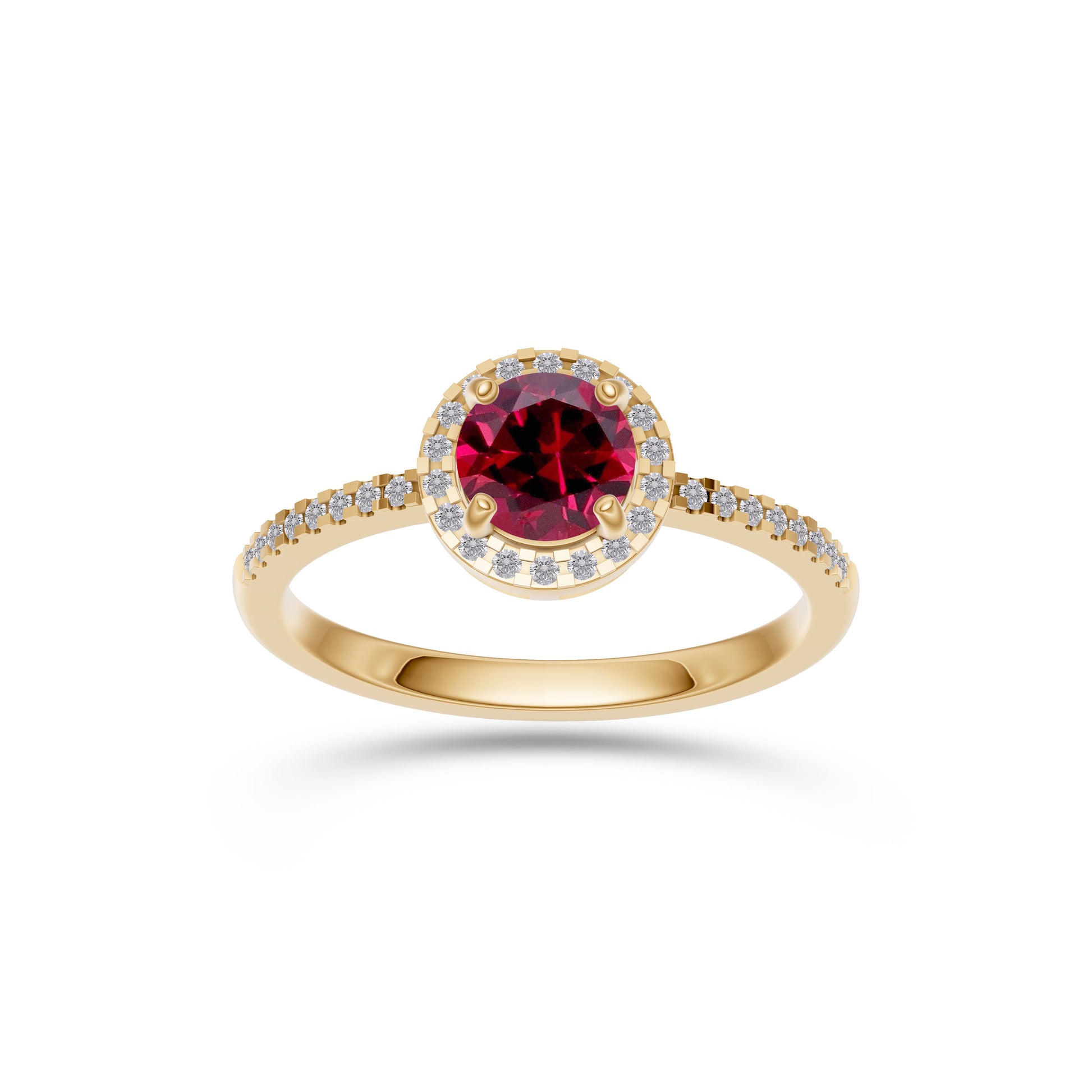 Ruby Round Solitaire Ring In 18K Gold