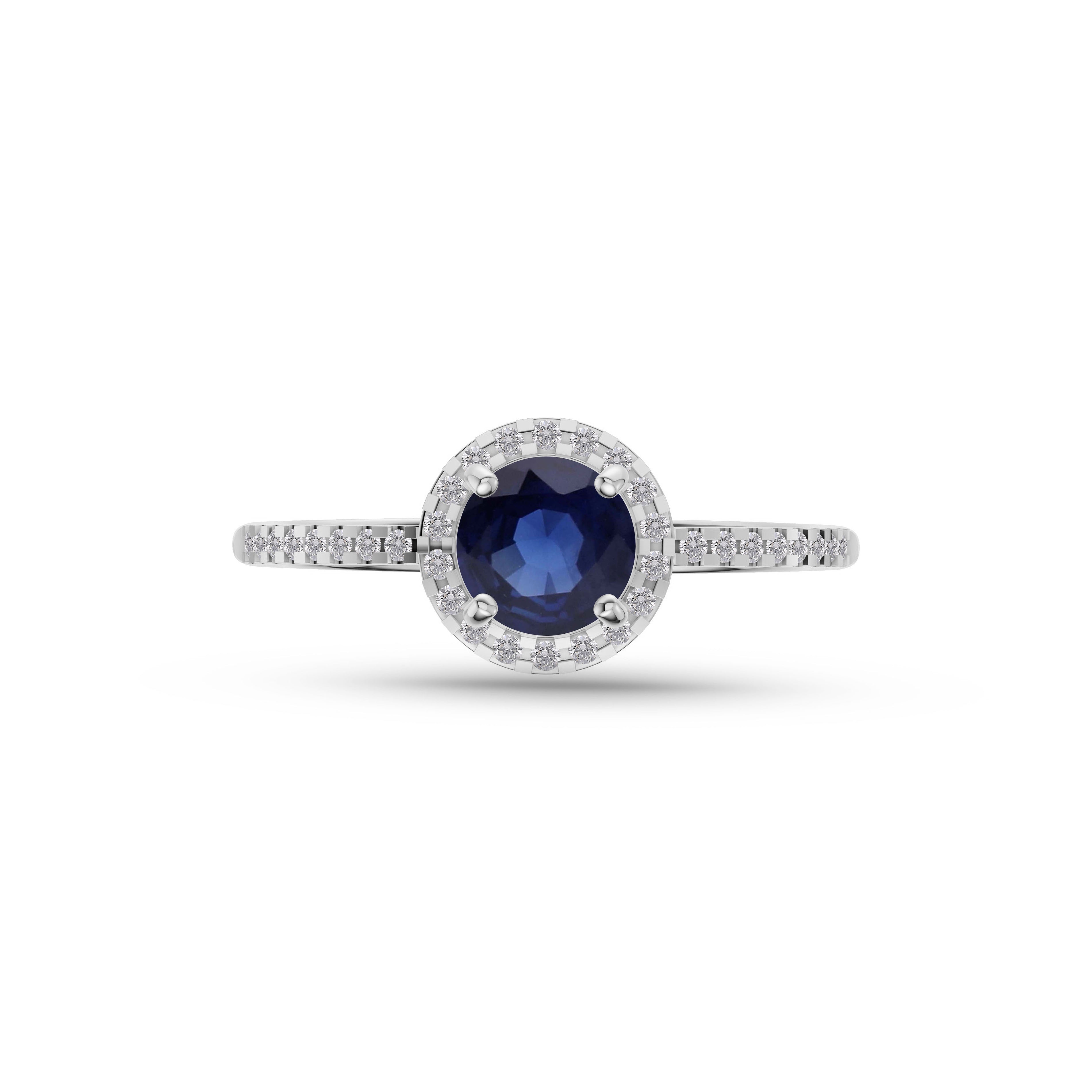 Sapphire Round Solitaire Ring In 18K Gold