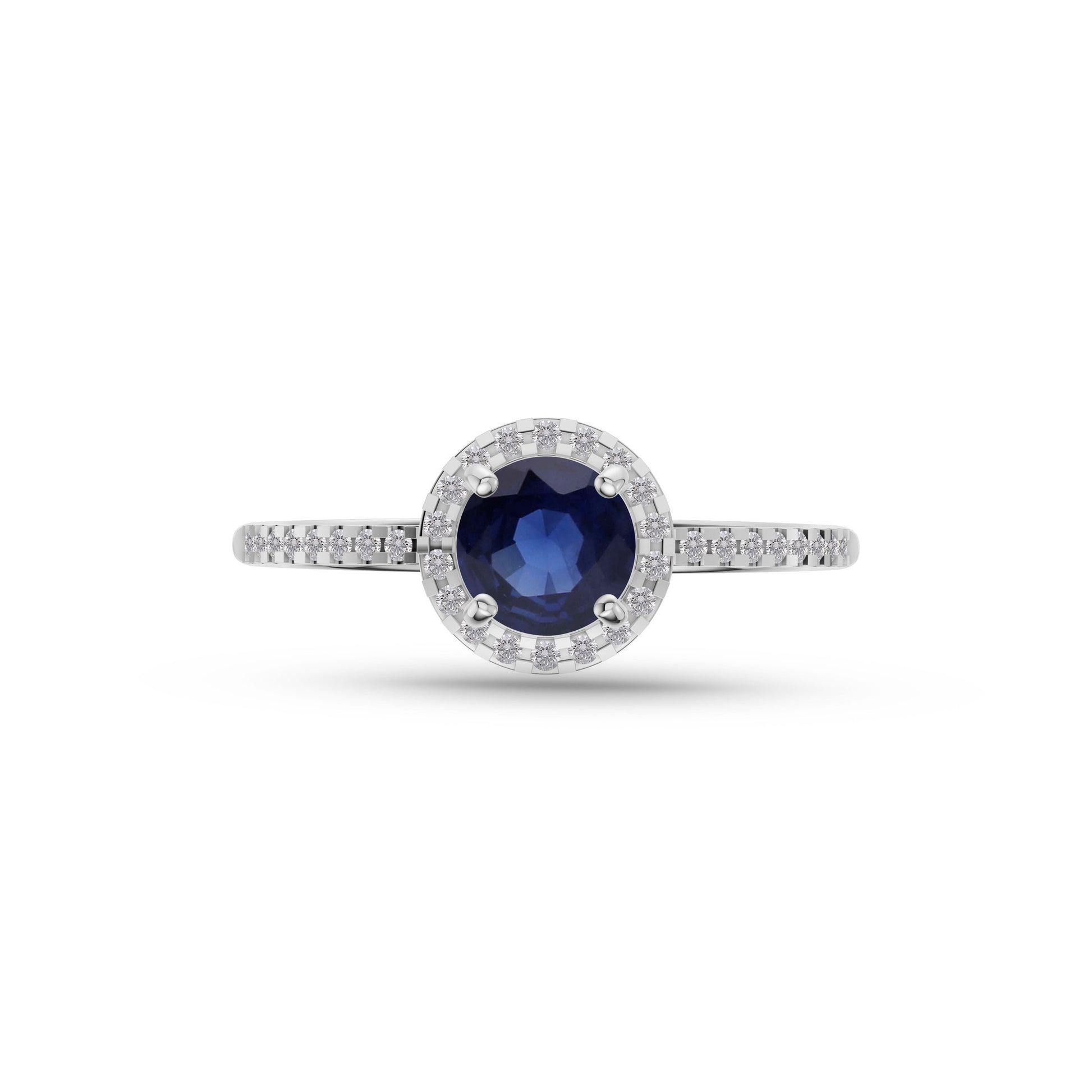 Sapphire Round Solitaire Ring In 18K Gold