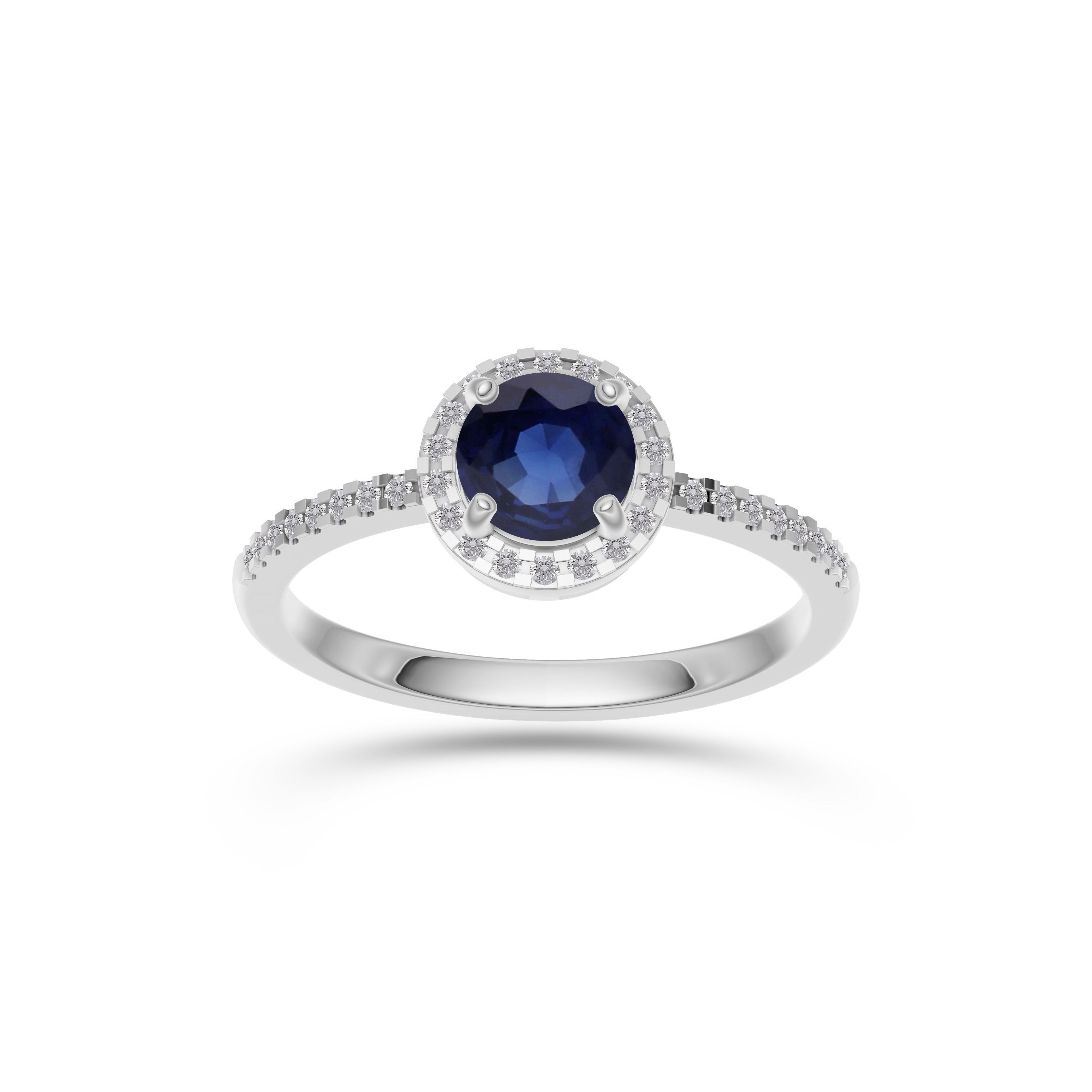 Sapphire Round Solitaire Ring In 18K Gold