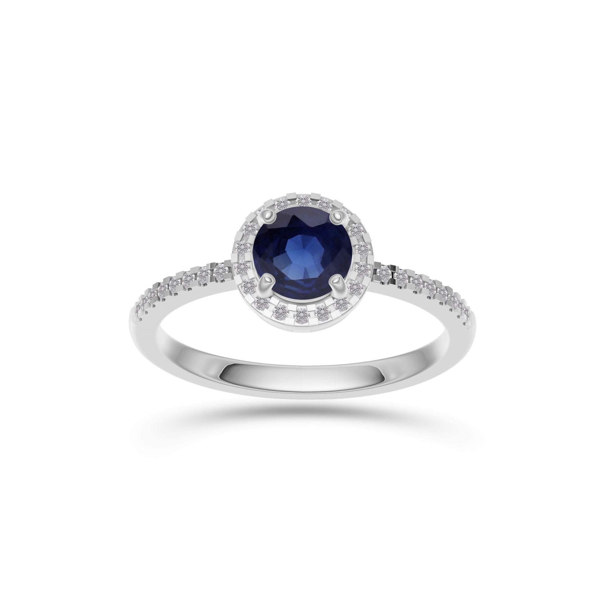 Sapphire Round Solitaire Ring In 18K Gold