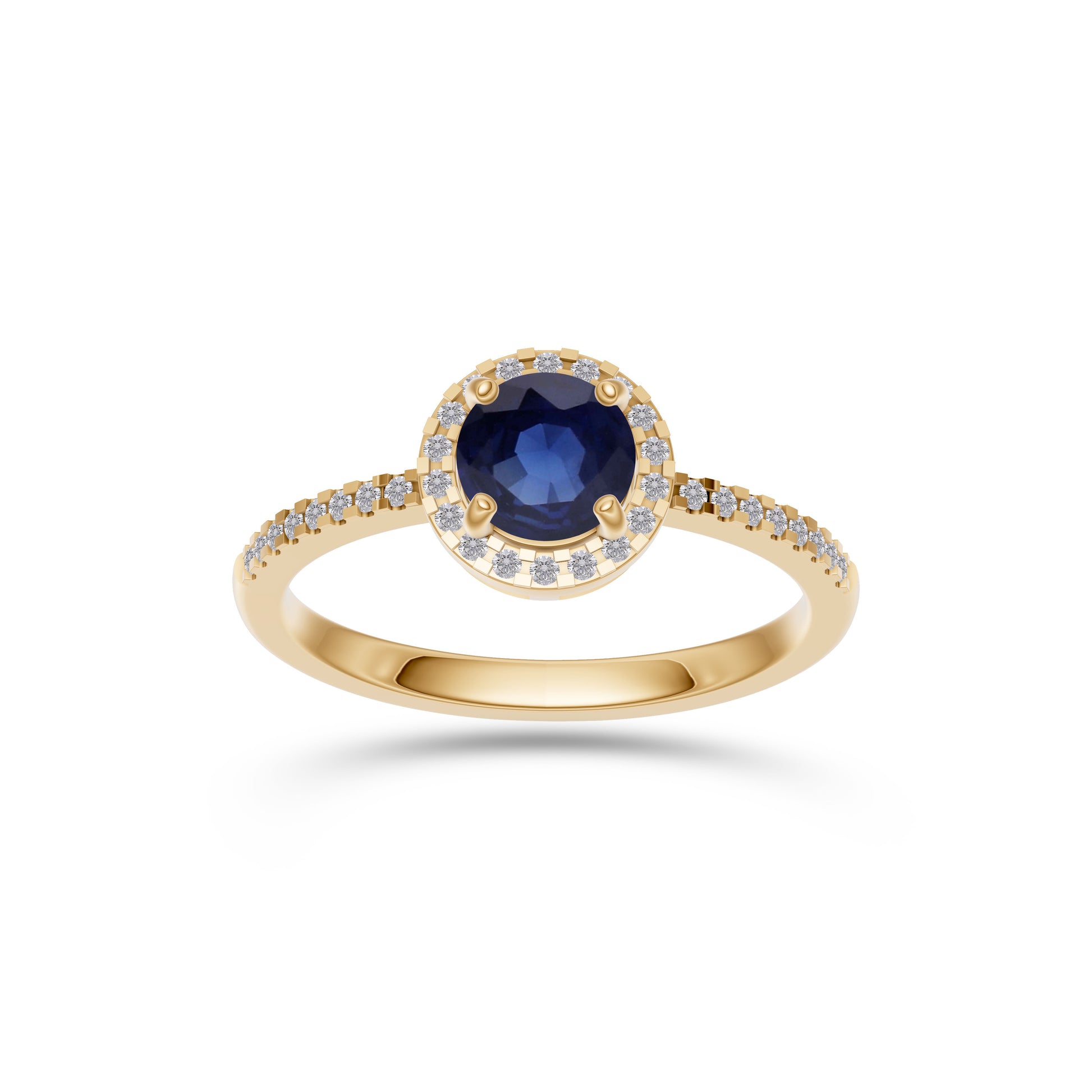 Sapphire Round Solitaire Ring In 18K Gold