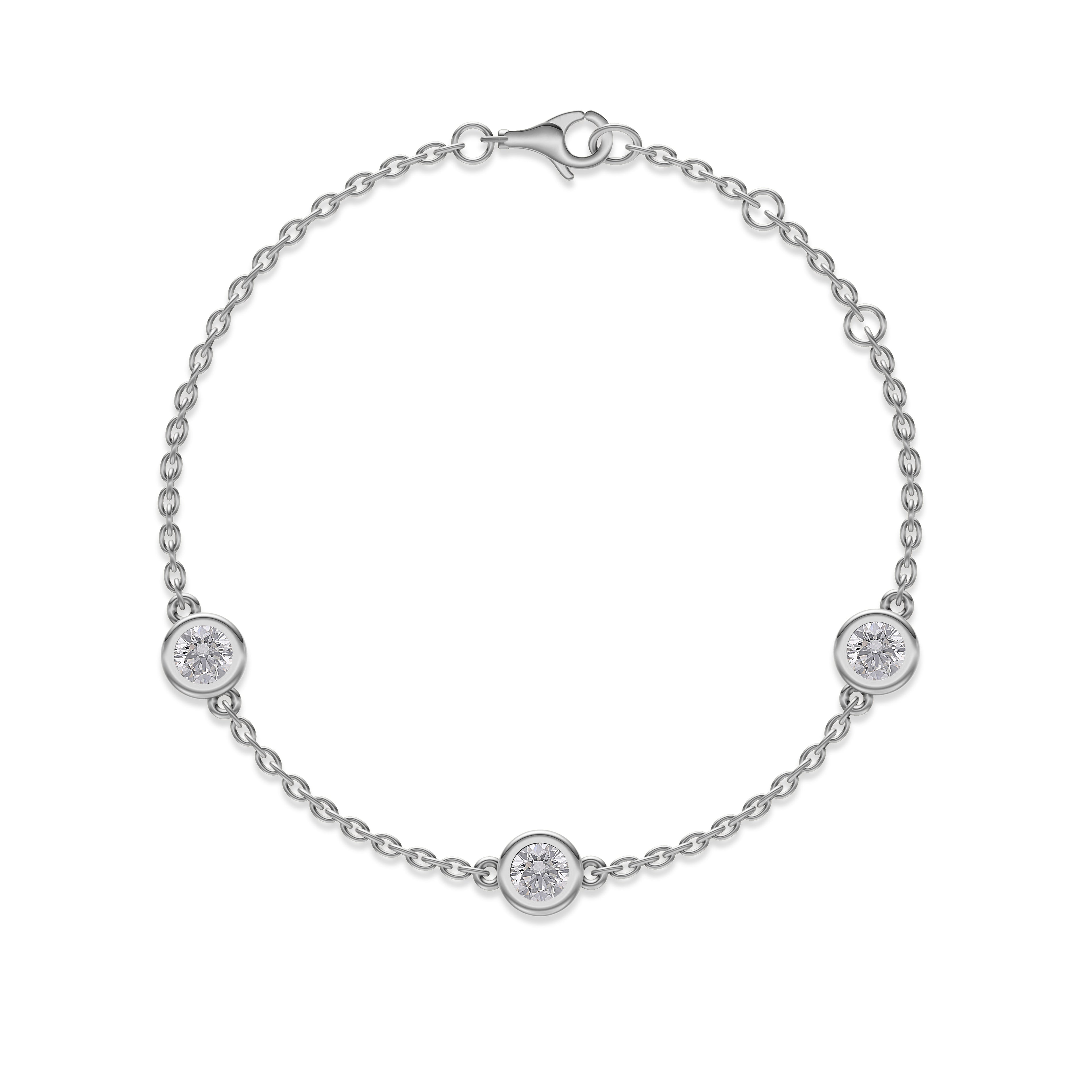 Elegant Three-Diamond Station Bracelet in 14K Gold