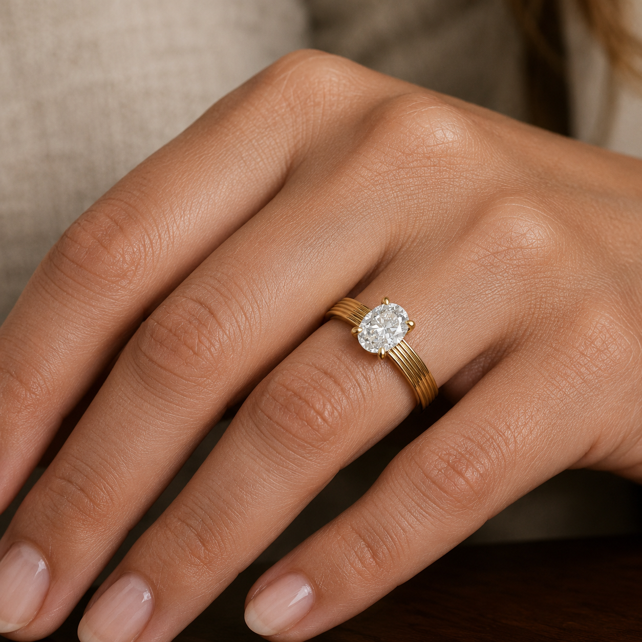 Elysian Oval Solitaire Diamond Ring In 14K Gold