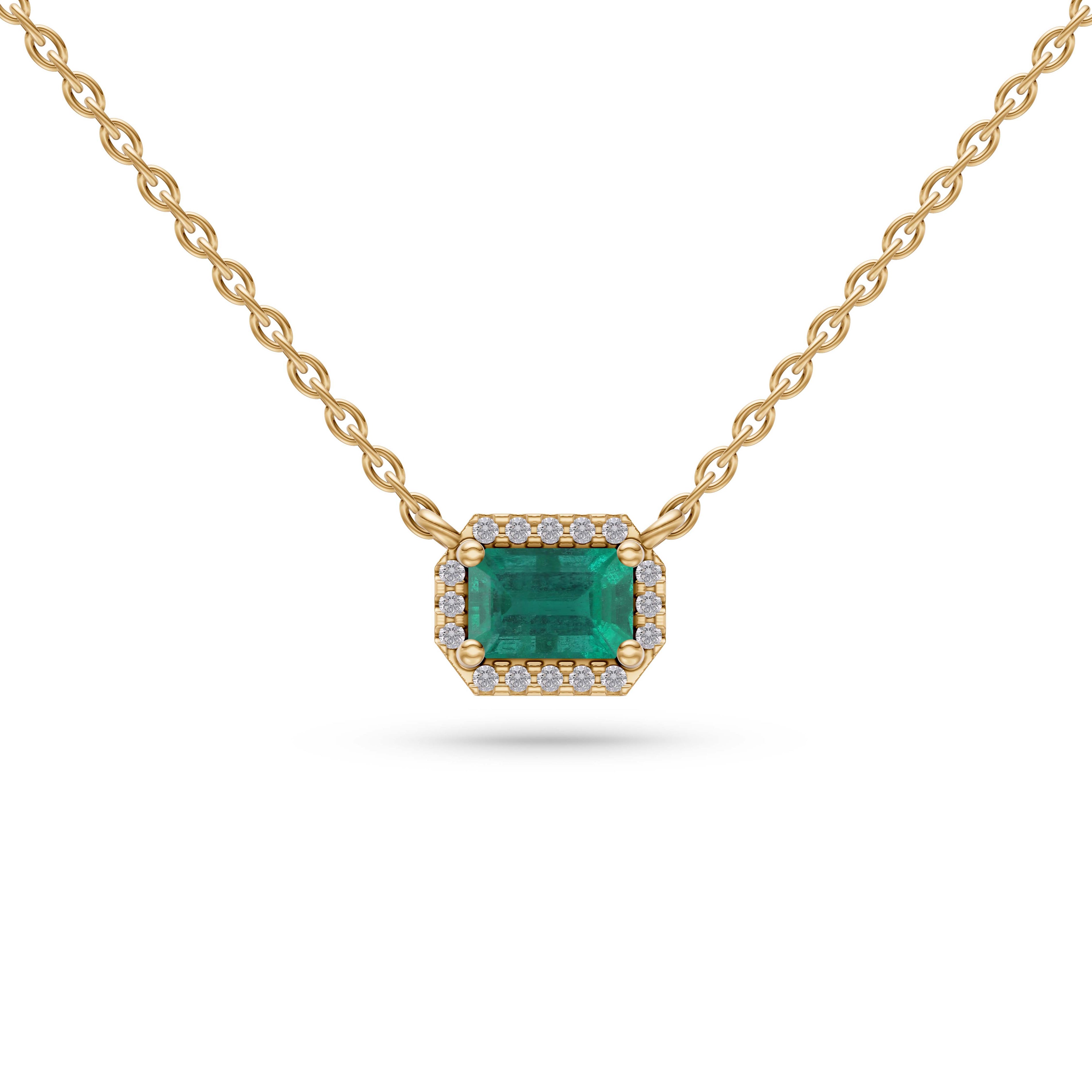 Emerald-Cut Emerald Pendant Necklace in 18K Gold
