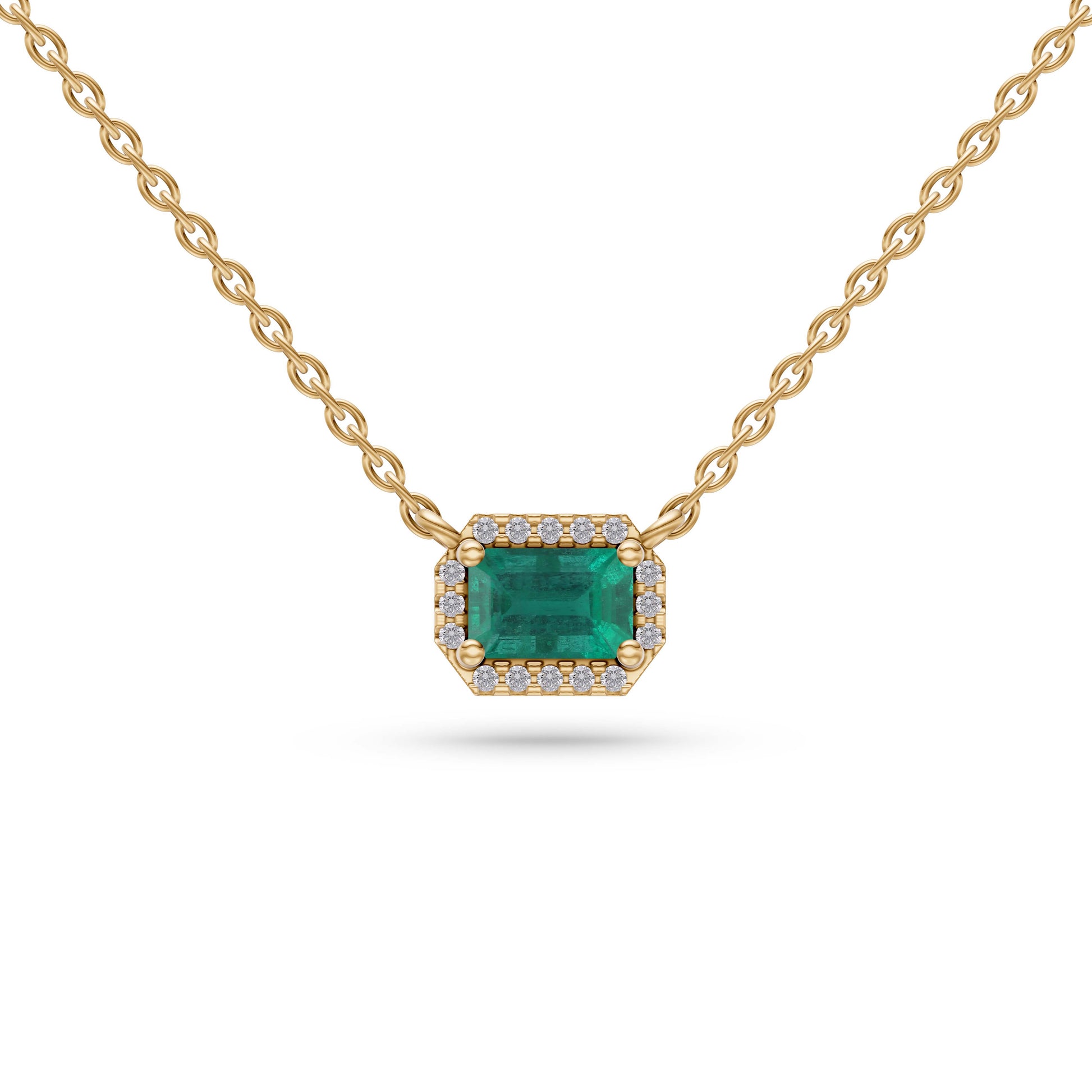 Emerald-Cut Emerald Pendant Necklace in 18K Gold