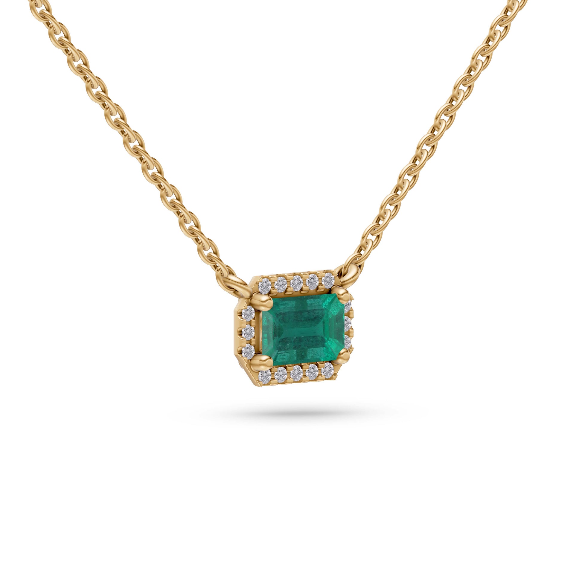 Emerald-Cut Emerald Pendant Necklace in 18K Gold