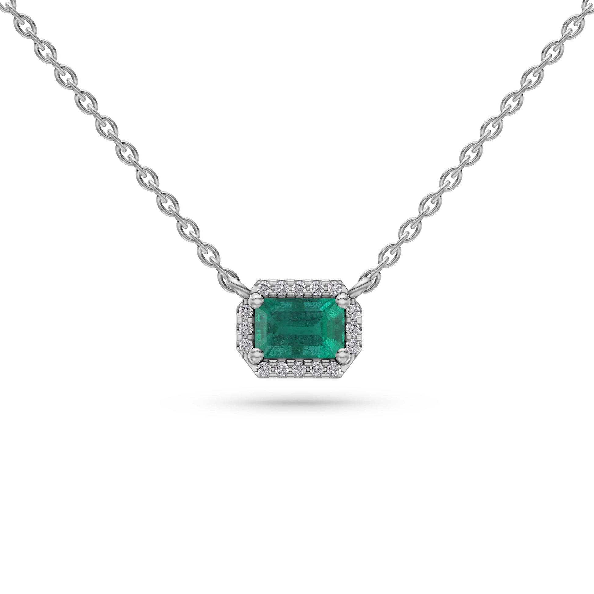 Emerald-Cut Emerald Pendant Necklace in 18K Gold