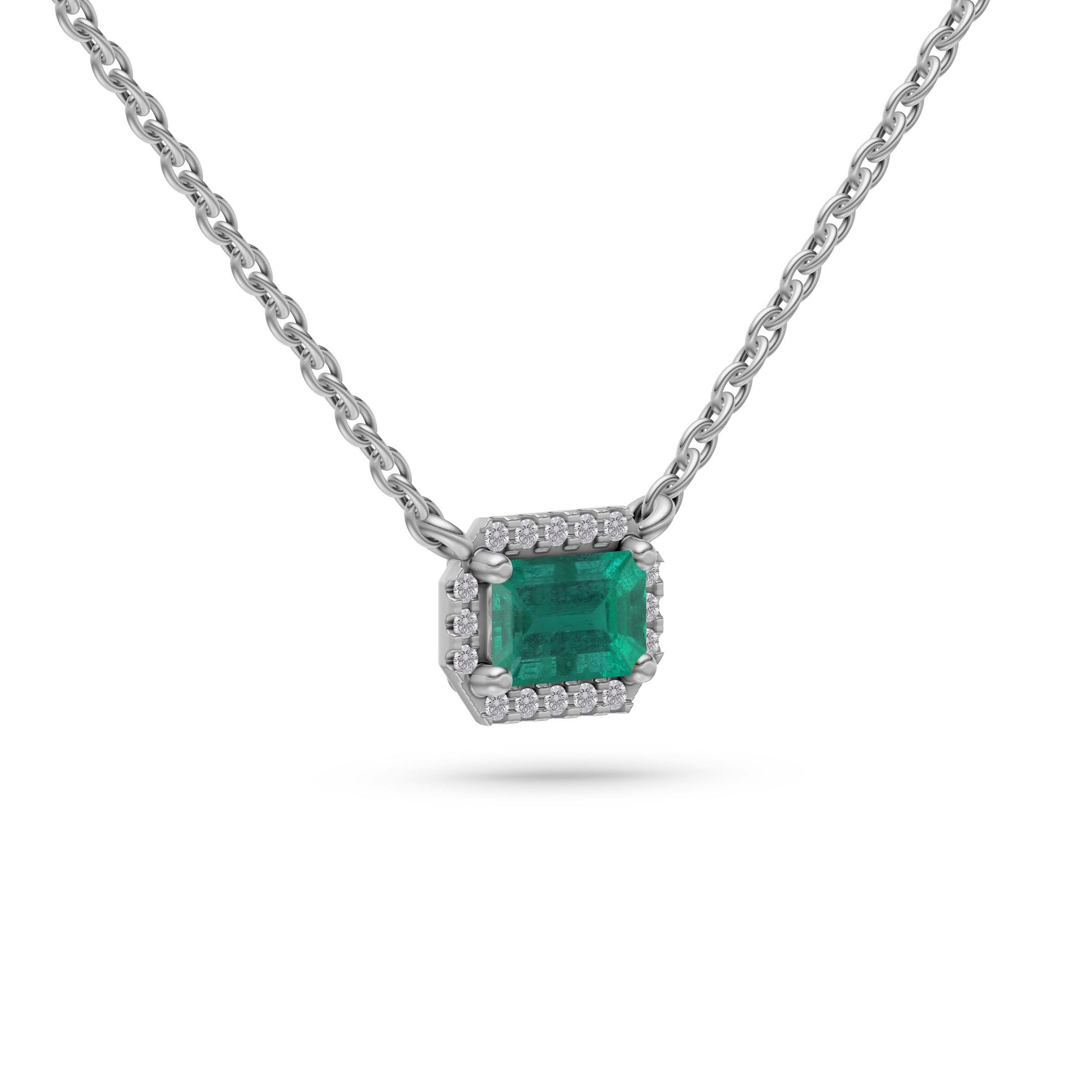 Emerald-Cut Emerald Pendant Necklace in 18K Gold