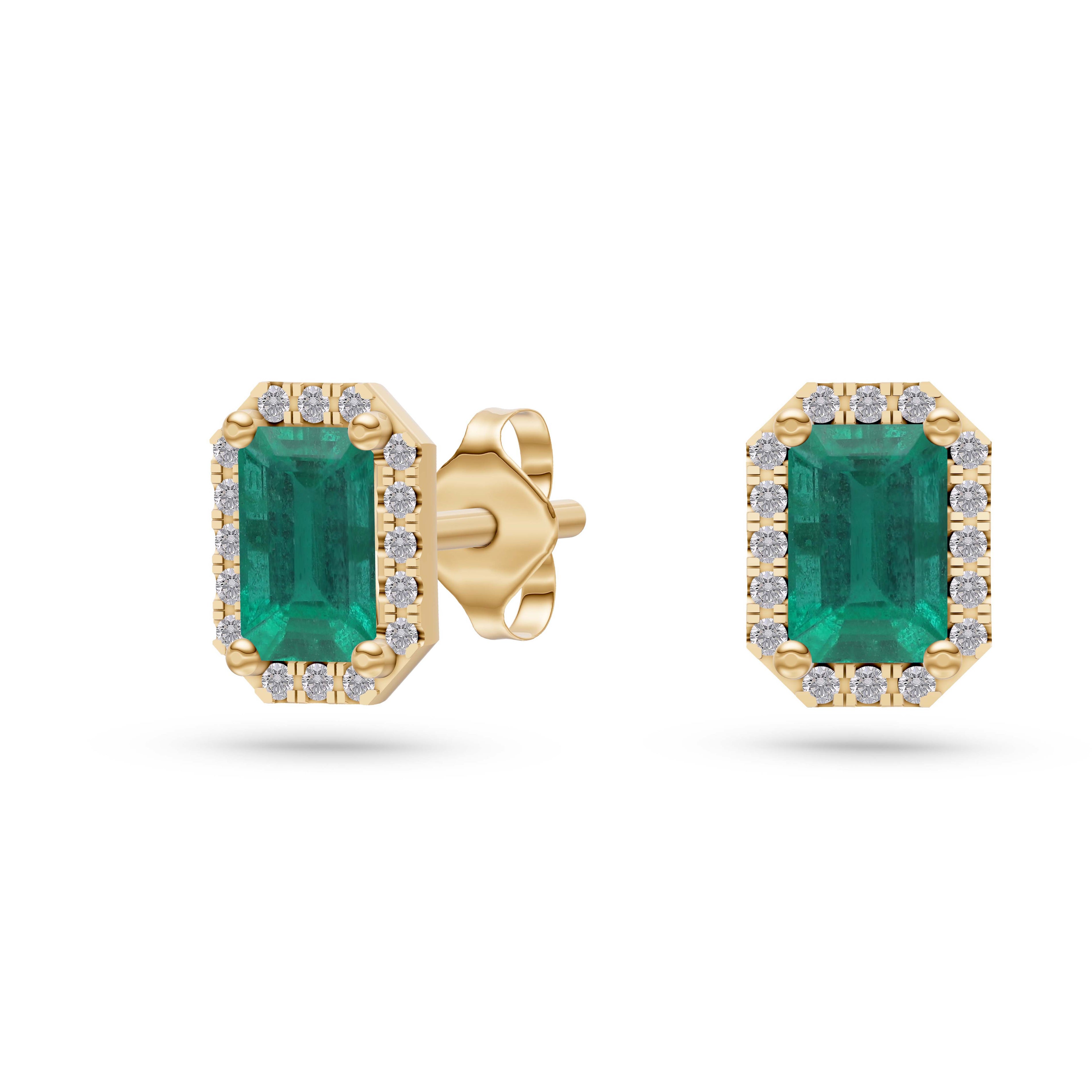 Emerald-Cut Emerald Stud Earrings in 18K Gold