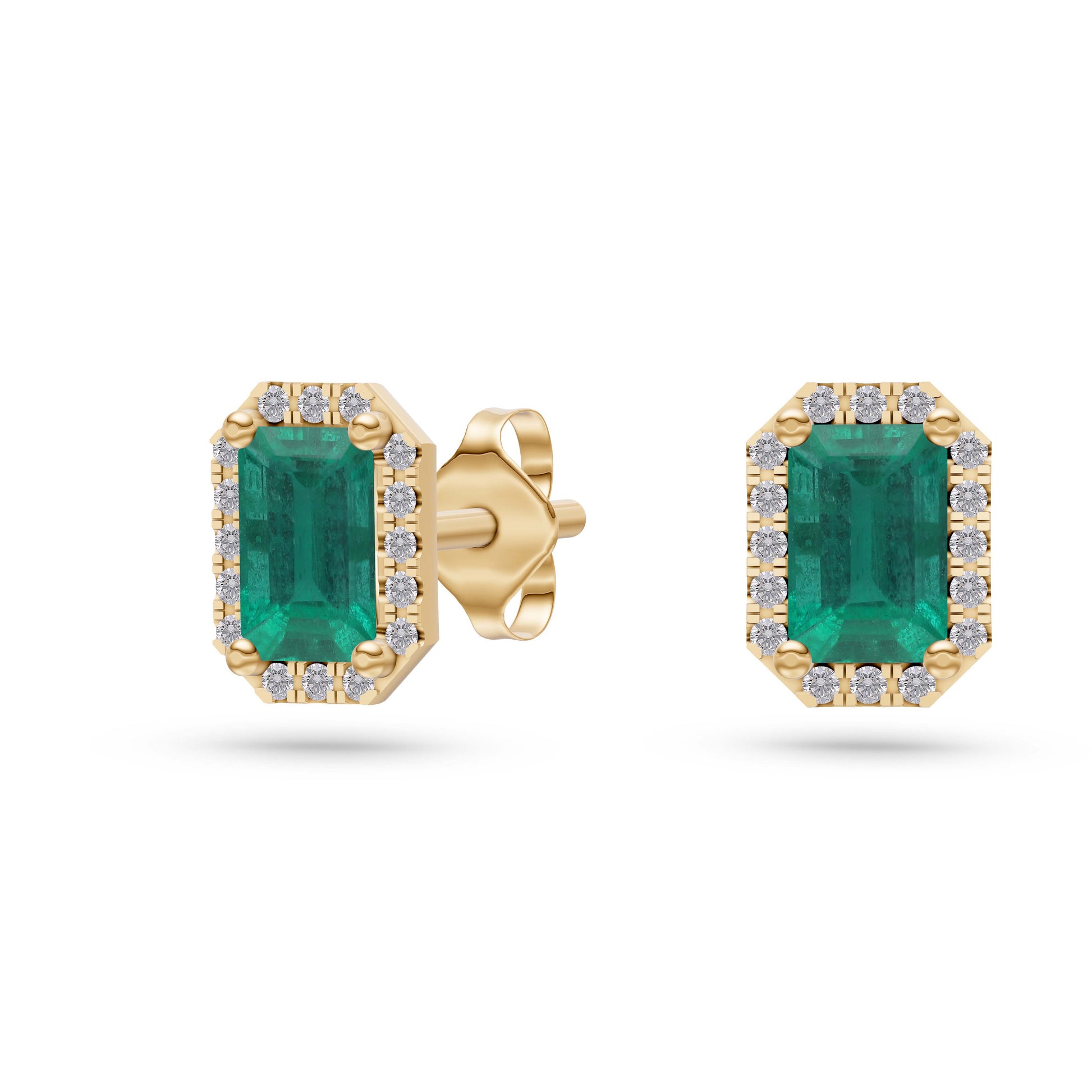 Emerald-Cut Emerald Stud Earrings in 18K Gold