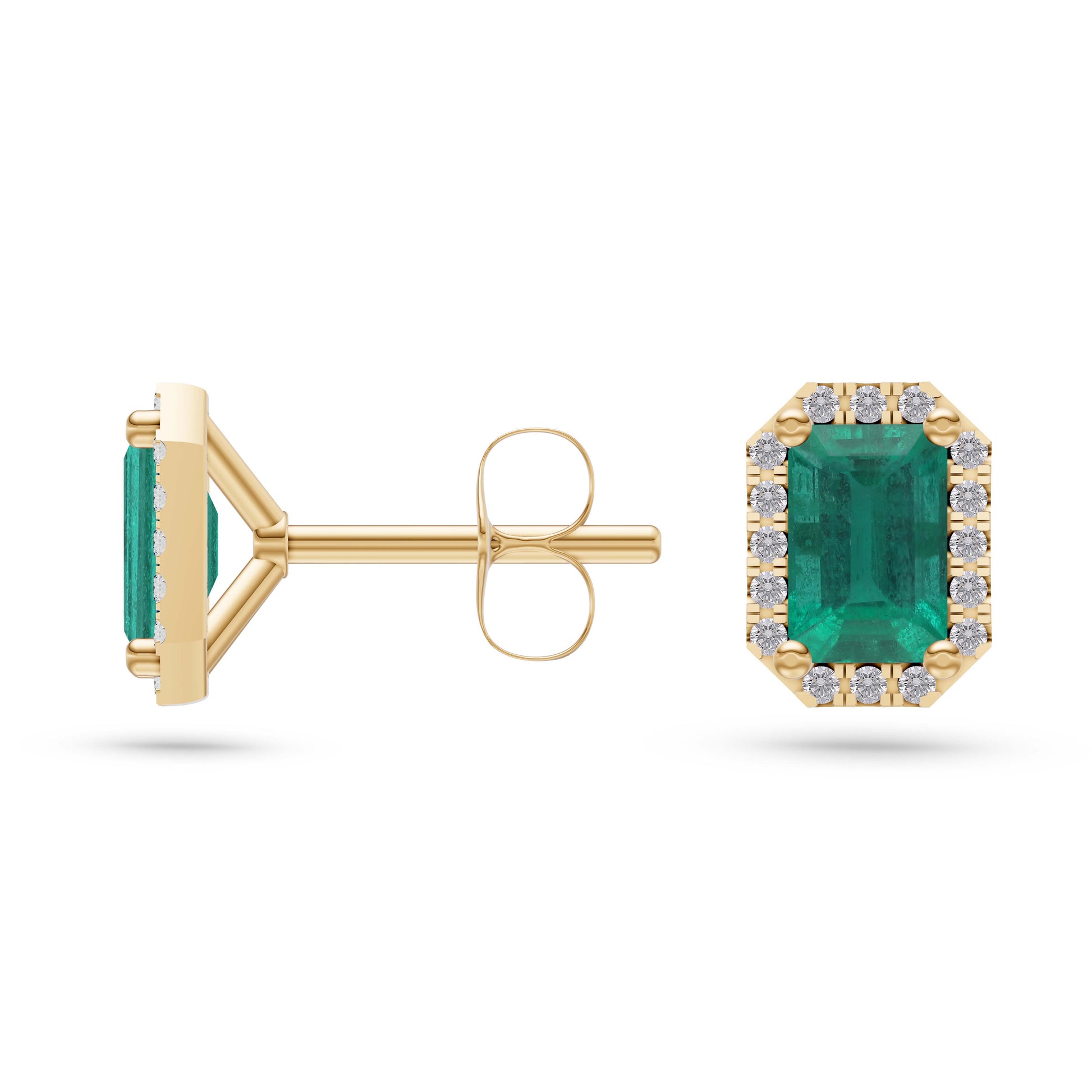 Emerald-Cut Emerald Stud Earrings in 18K Gold