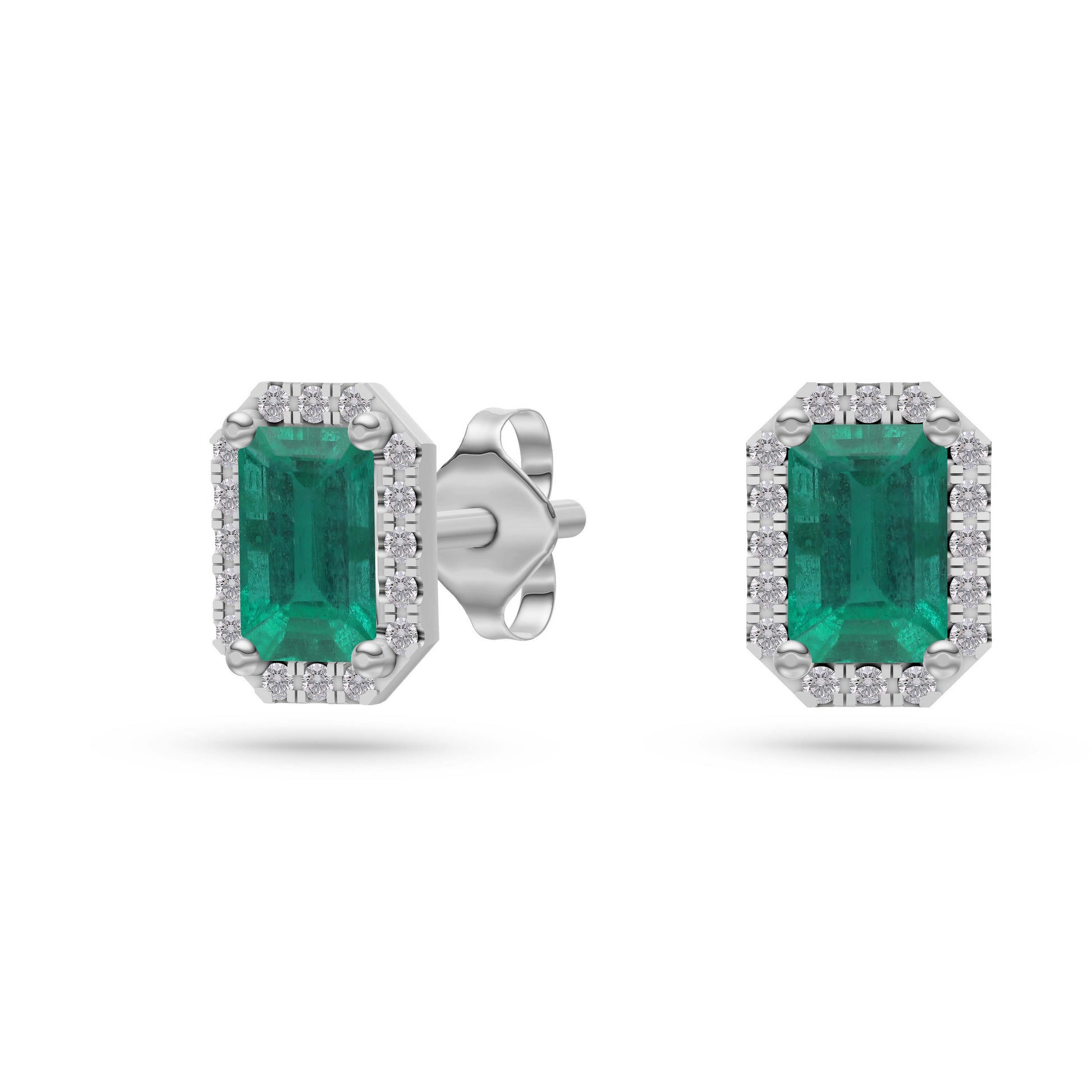 Emerald-Cut Emerald Stud Earrings in 18K Gold