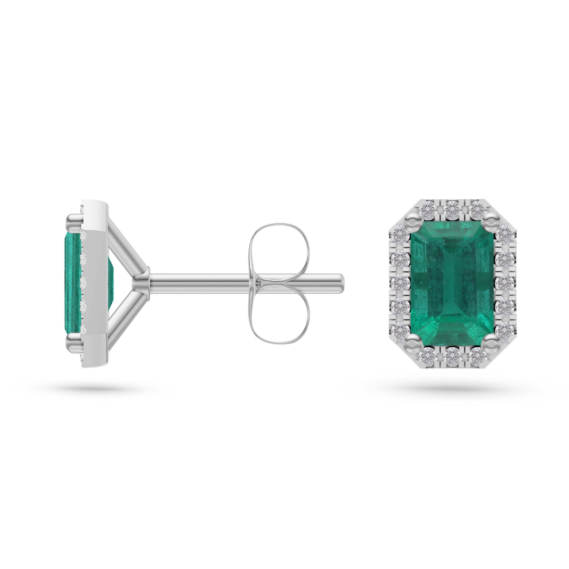Emerald-Cut Emerald Stud Earrings in 18K Gold