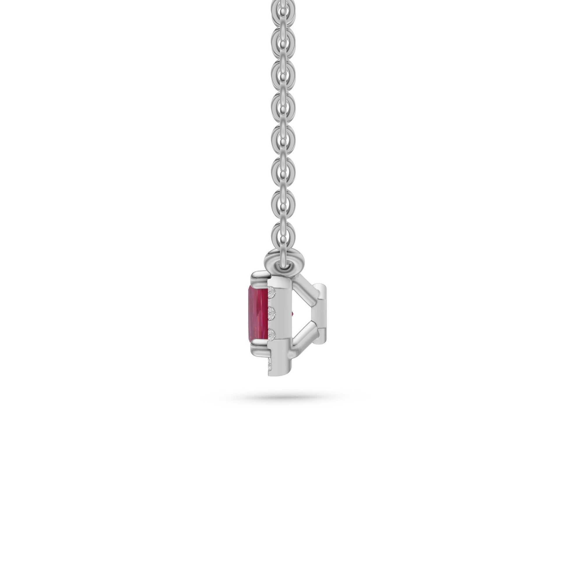 Emerald-Cut Ruby Pendant Necklace in 18K Gold