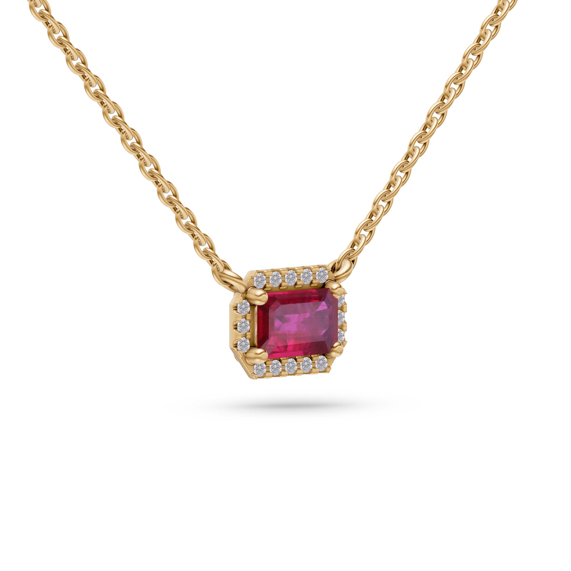 Emerald-Cut Ruby Pendant Necklace in 18K Gold