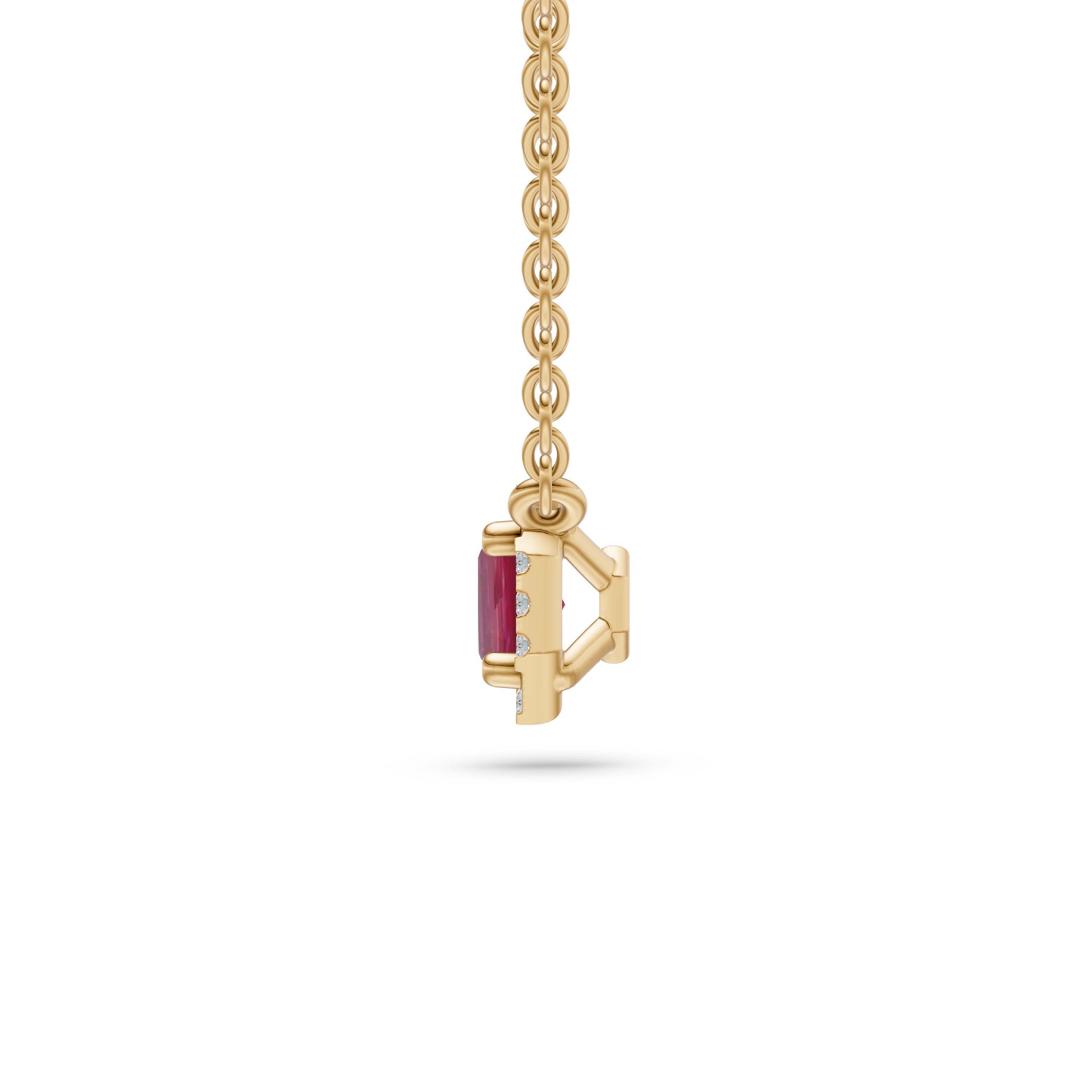 Emerald-Cut Ruby Pendant Necklace in 18K Gold