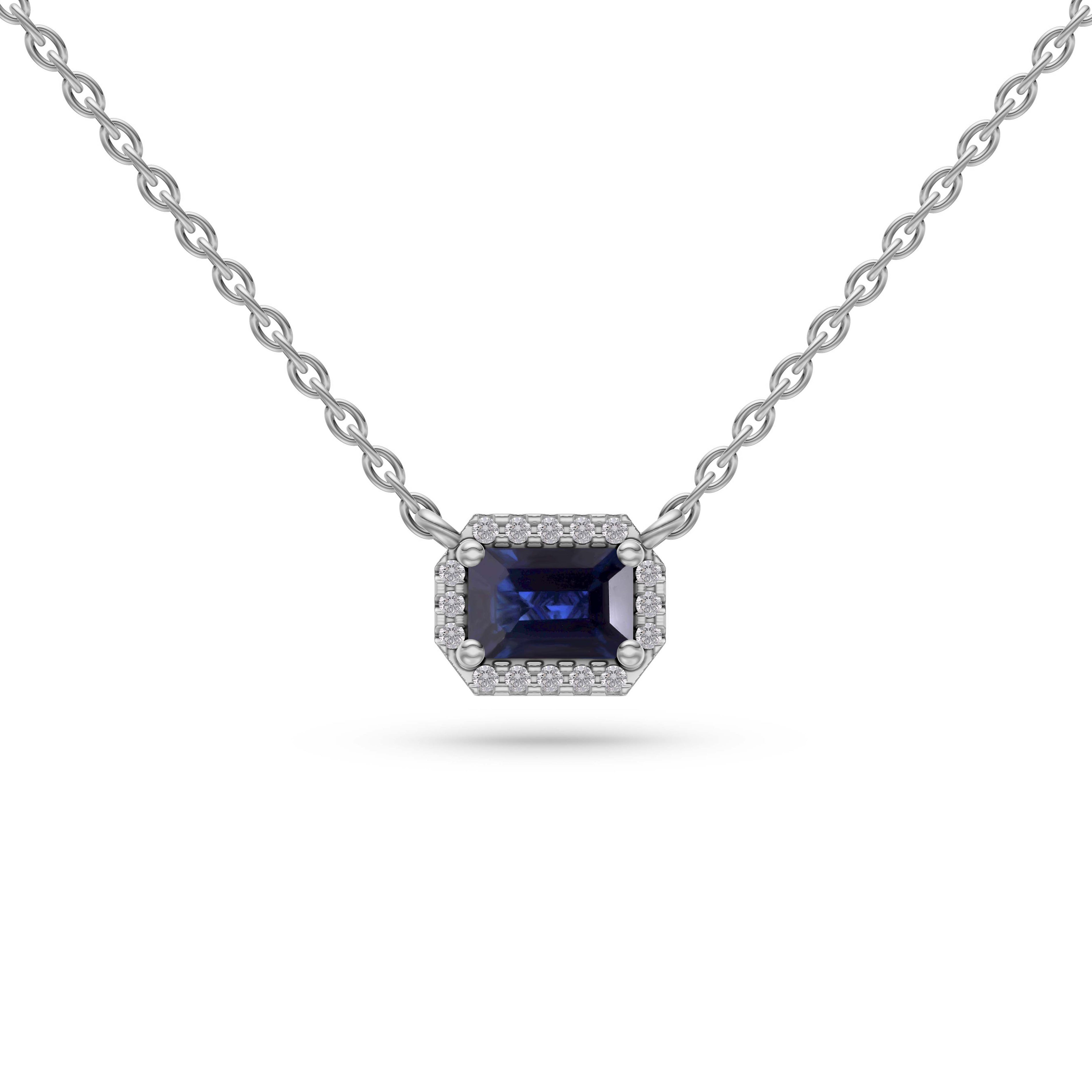 Emerald-Cut Sapphire Pendant Necklace in 18K Gold