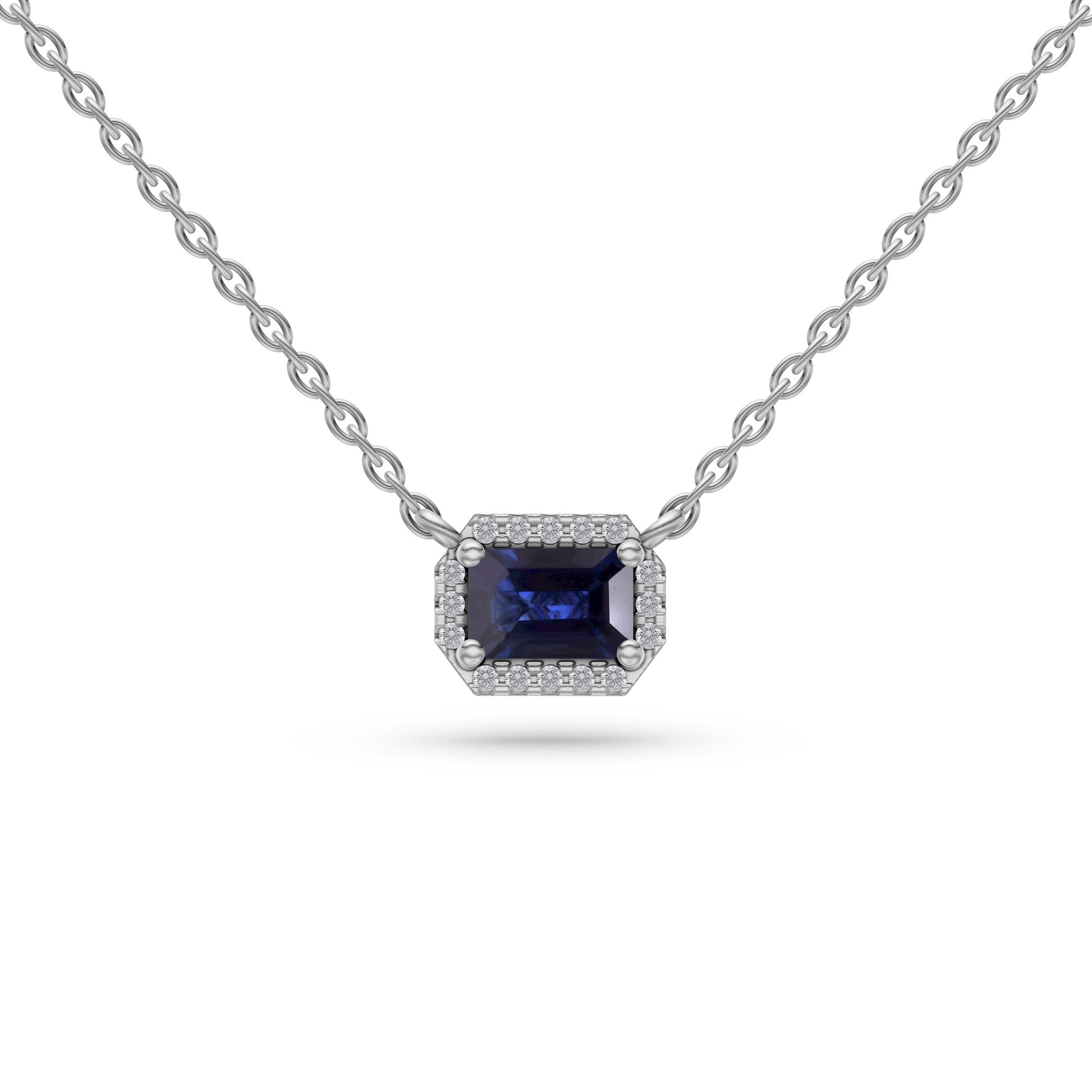 Emerald-Cut Sapphire Pendant Necklace in 18K Gold