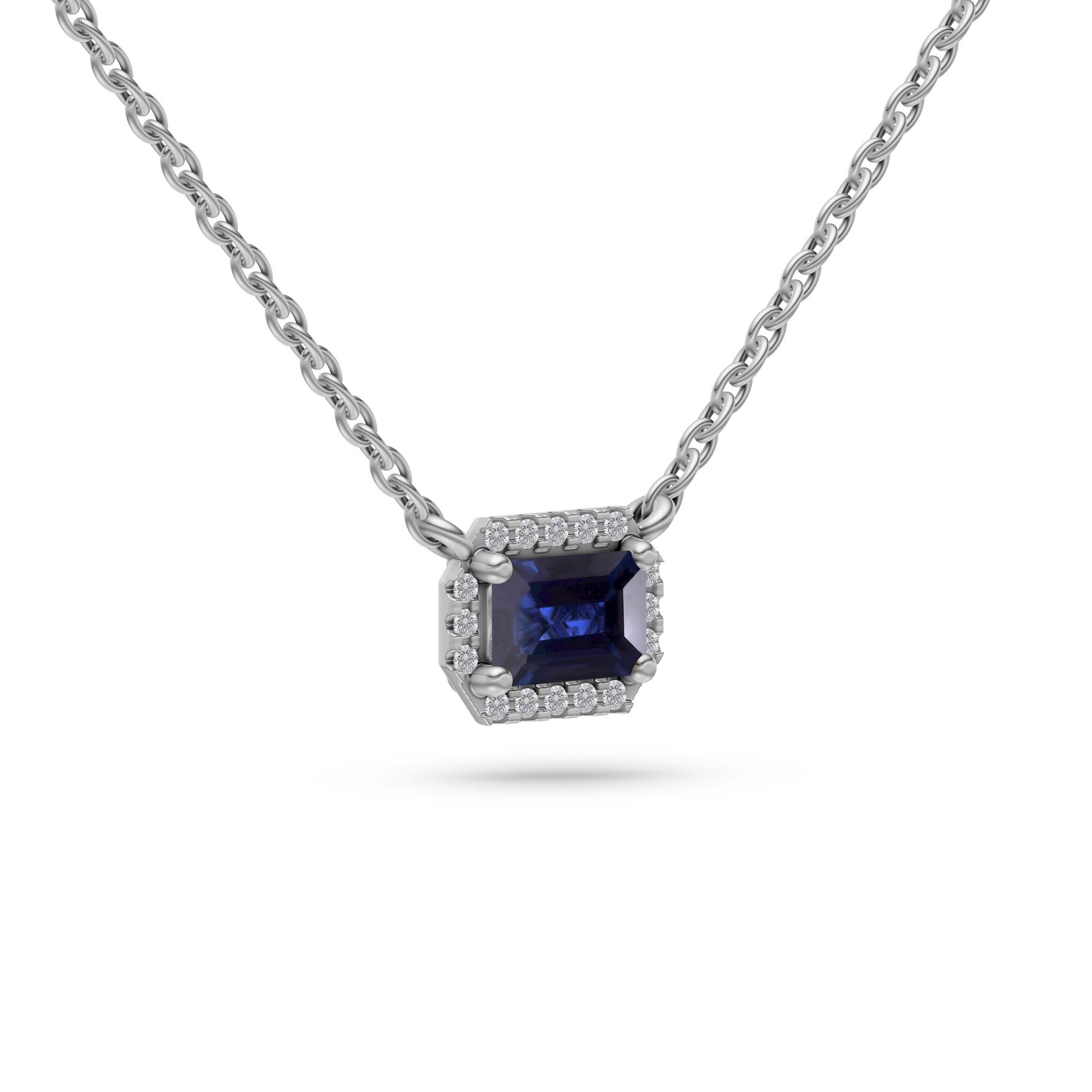 Emerald-Cut Sapphire Pendant Necklace in 18K Gold