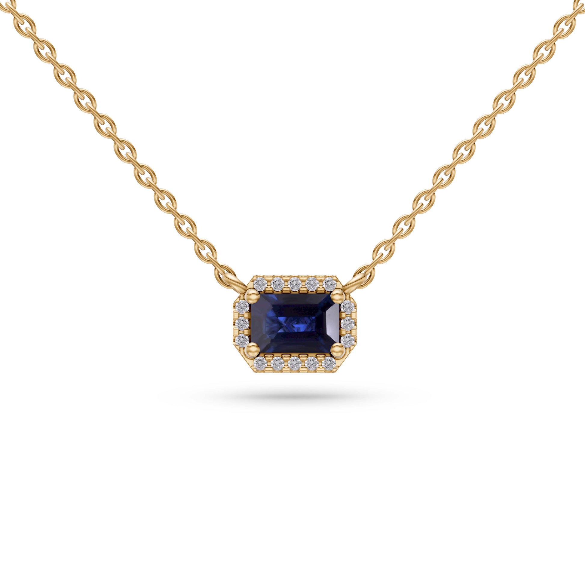 Emerald-Cut Sapphire Pendant Necklace in 18K Gold
