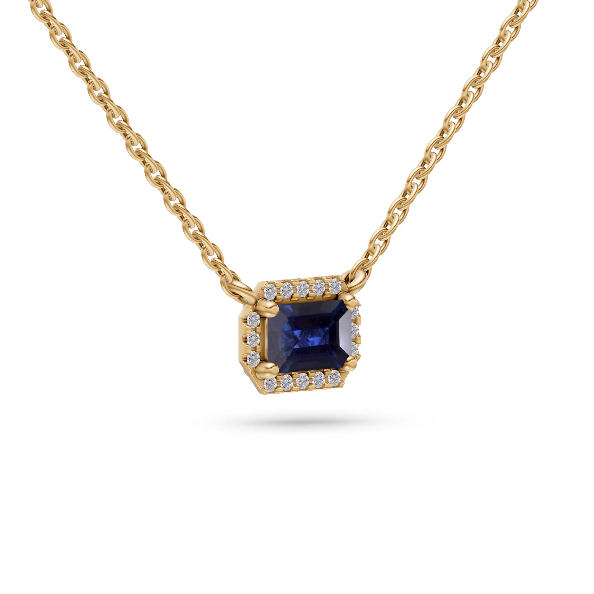 Emerald-Cut Sapphire Pendant Necklace in 18K Gold