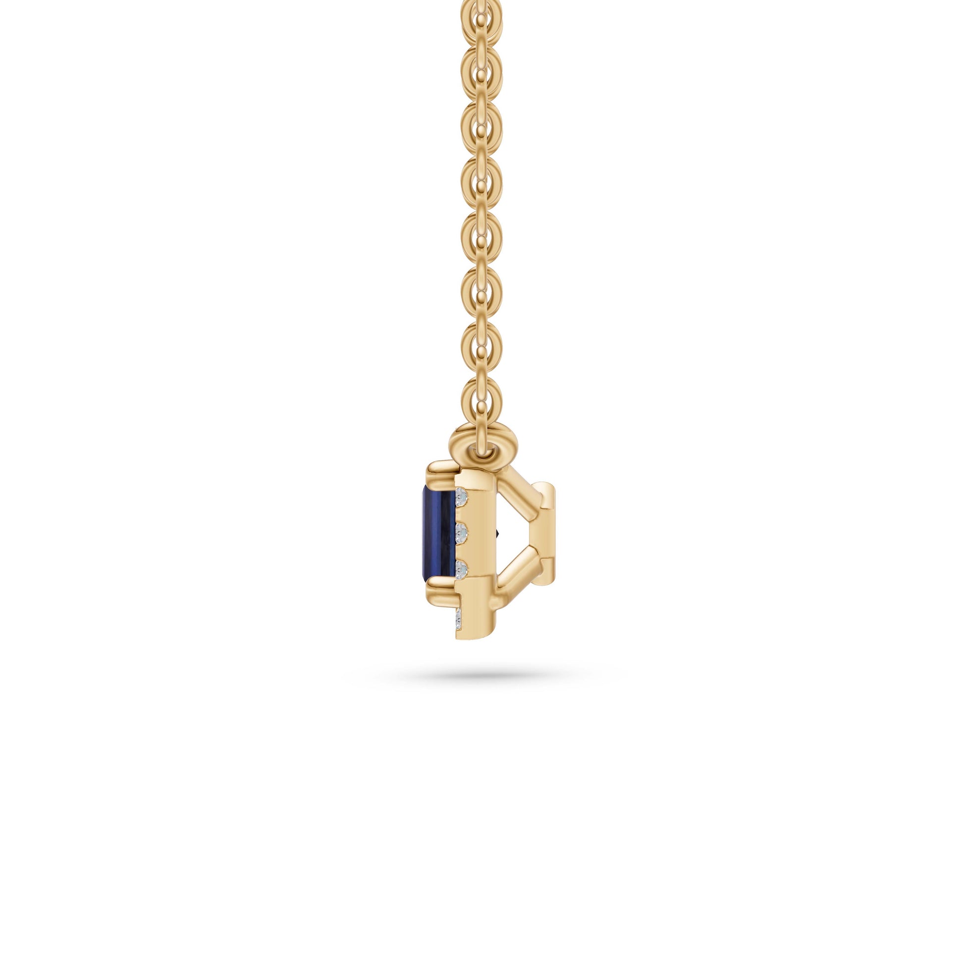 Emerald-Cut Sapphire Pendant Necklace in 18K Gold