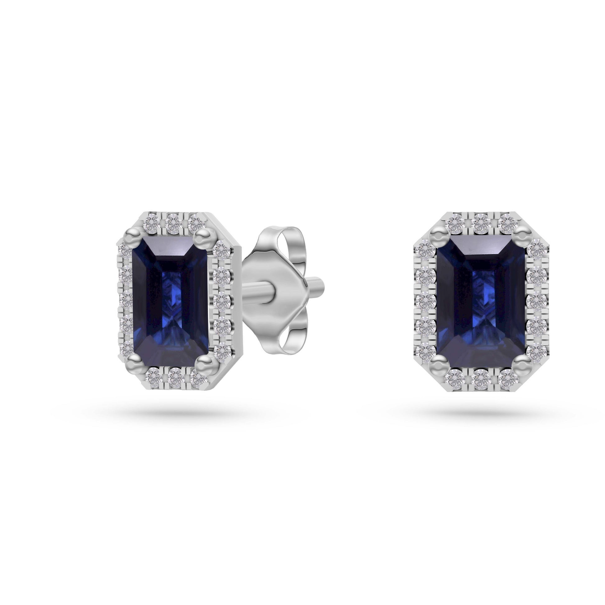 Emerald-Cut Sapphire Stud Earrings in 18K Gold