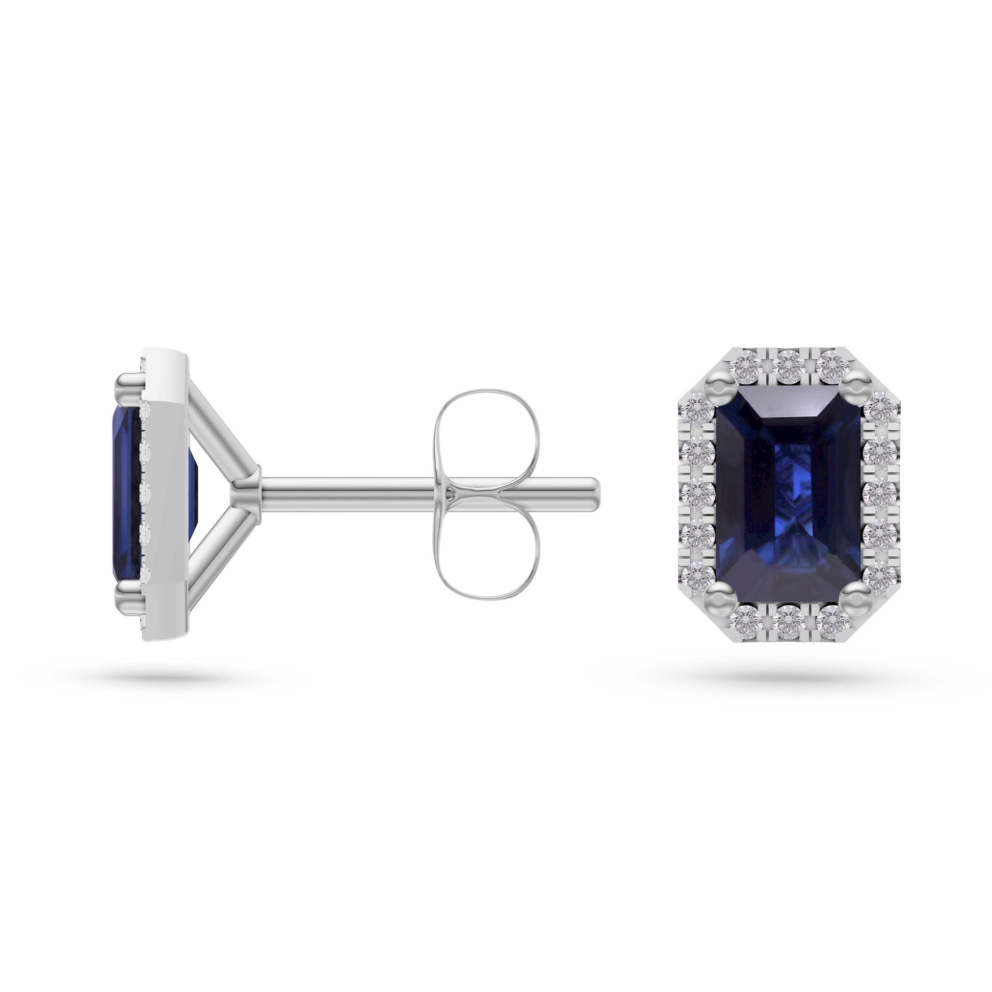 Emerald-Cut Sapphire Stud Earrings in 18K Gold