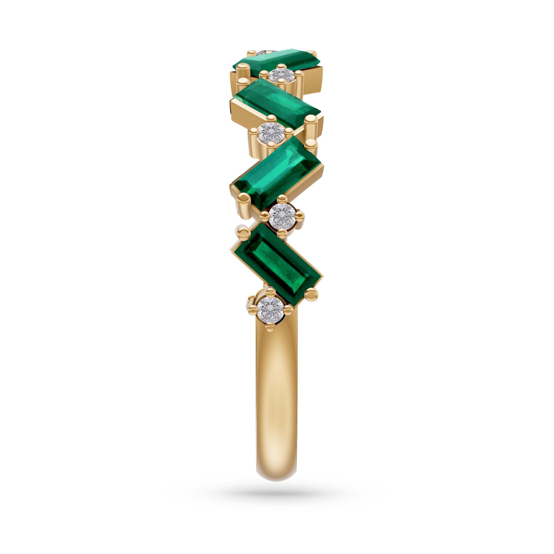 Emerald Abstract Band Ring in 18K Gold