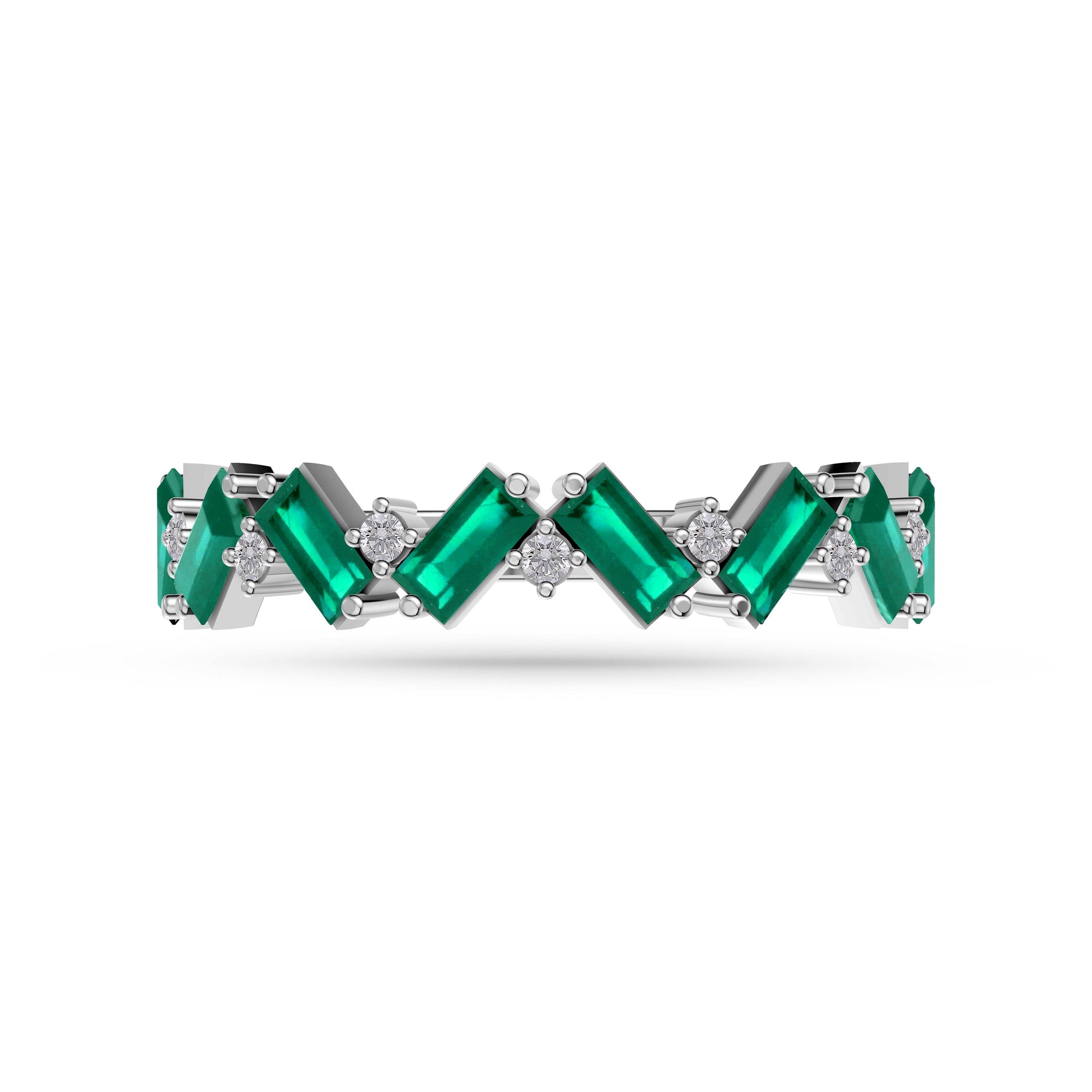 Emerald Abstract Band Ring in 18K Gold