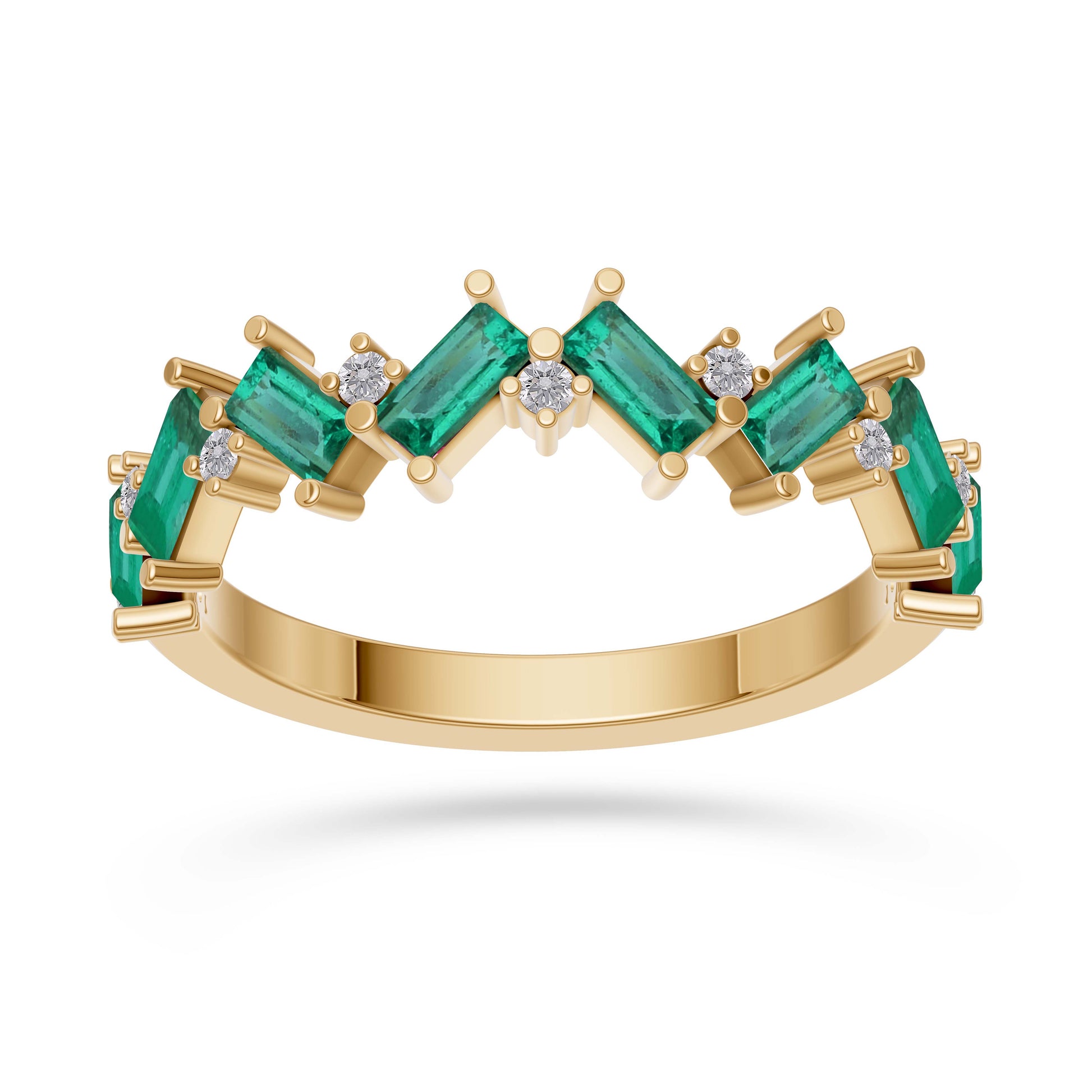 Emerald Abstract Band Ring in 18K Gold