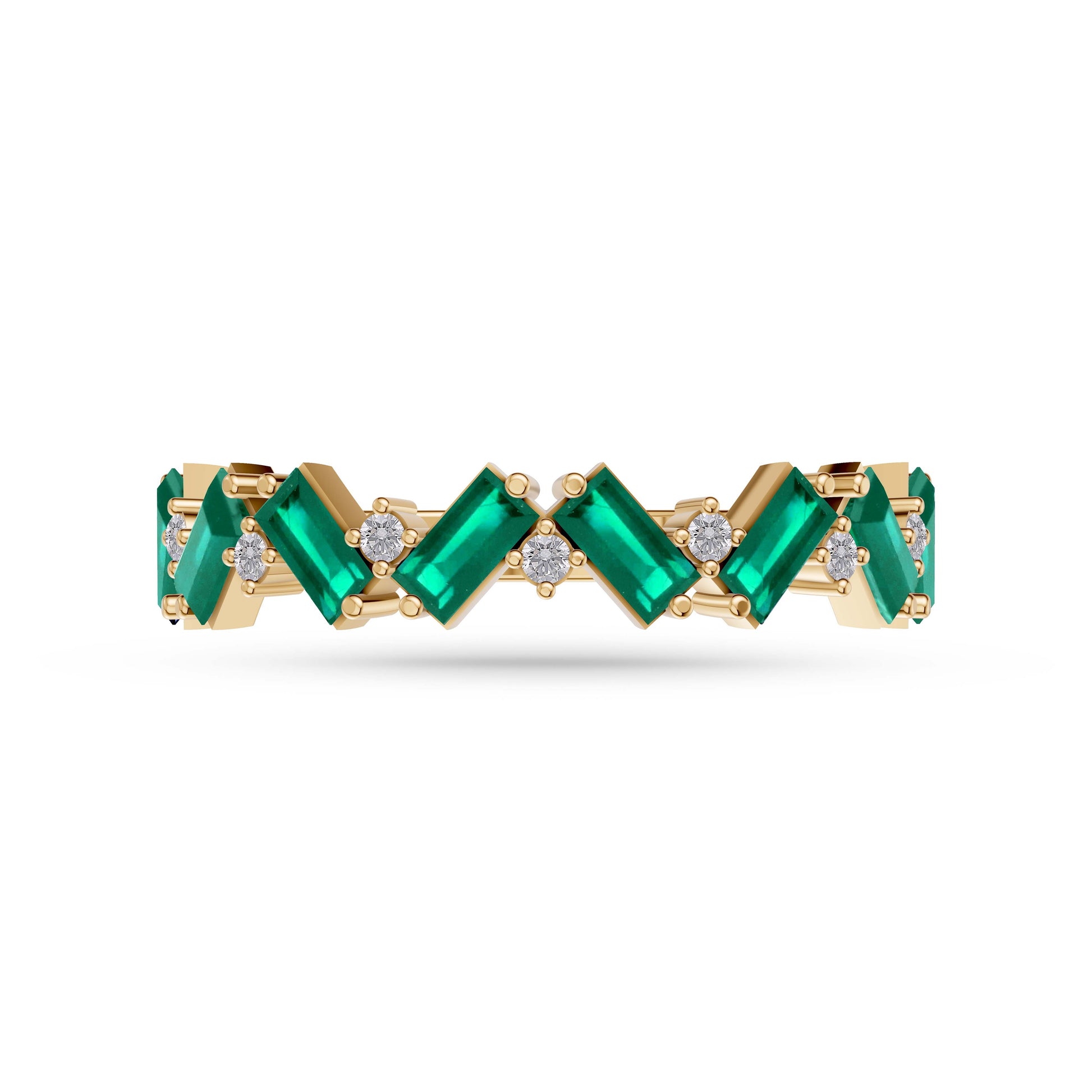 Emerald Abstract Band Ring in 18K Gold
