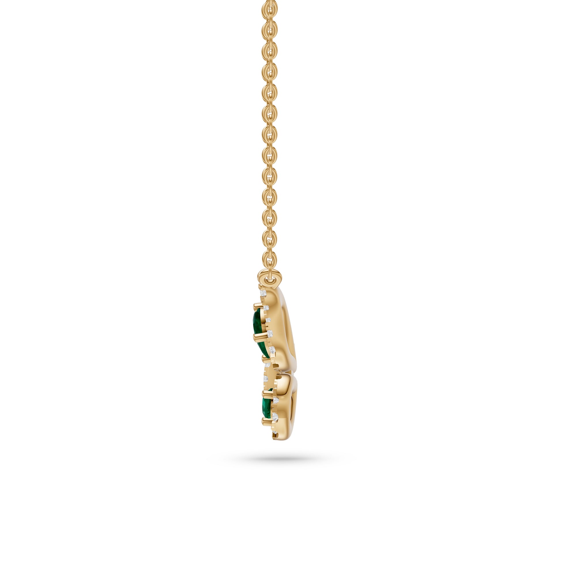 Emerald Butterfly Diamond Necklace in 18K Gold