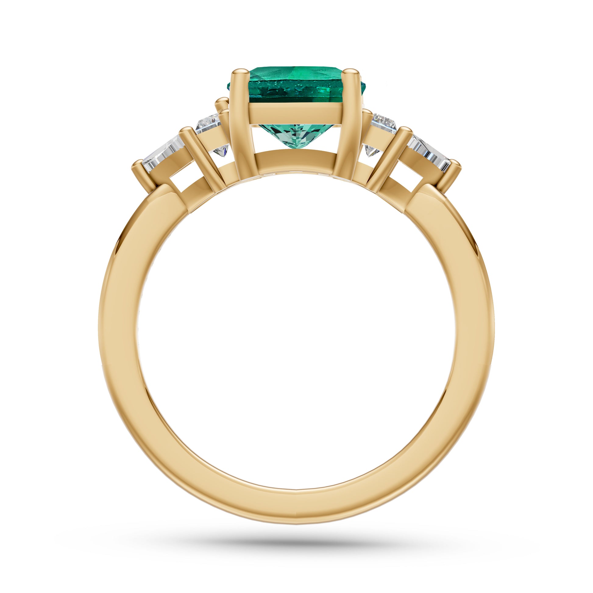 Classic Emerald Cushion & Diamond Ring In 14K Gold