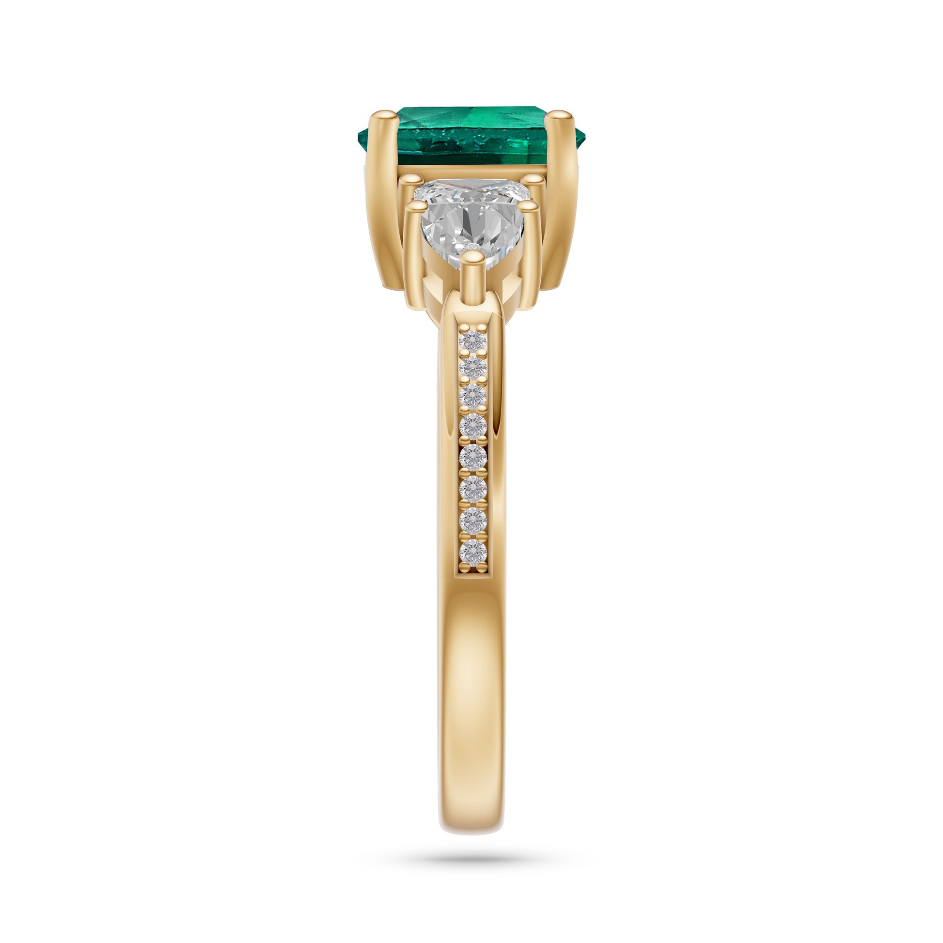 Classic Emerald Cushion & Diamond Ring In 14K Gold