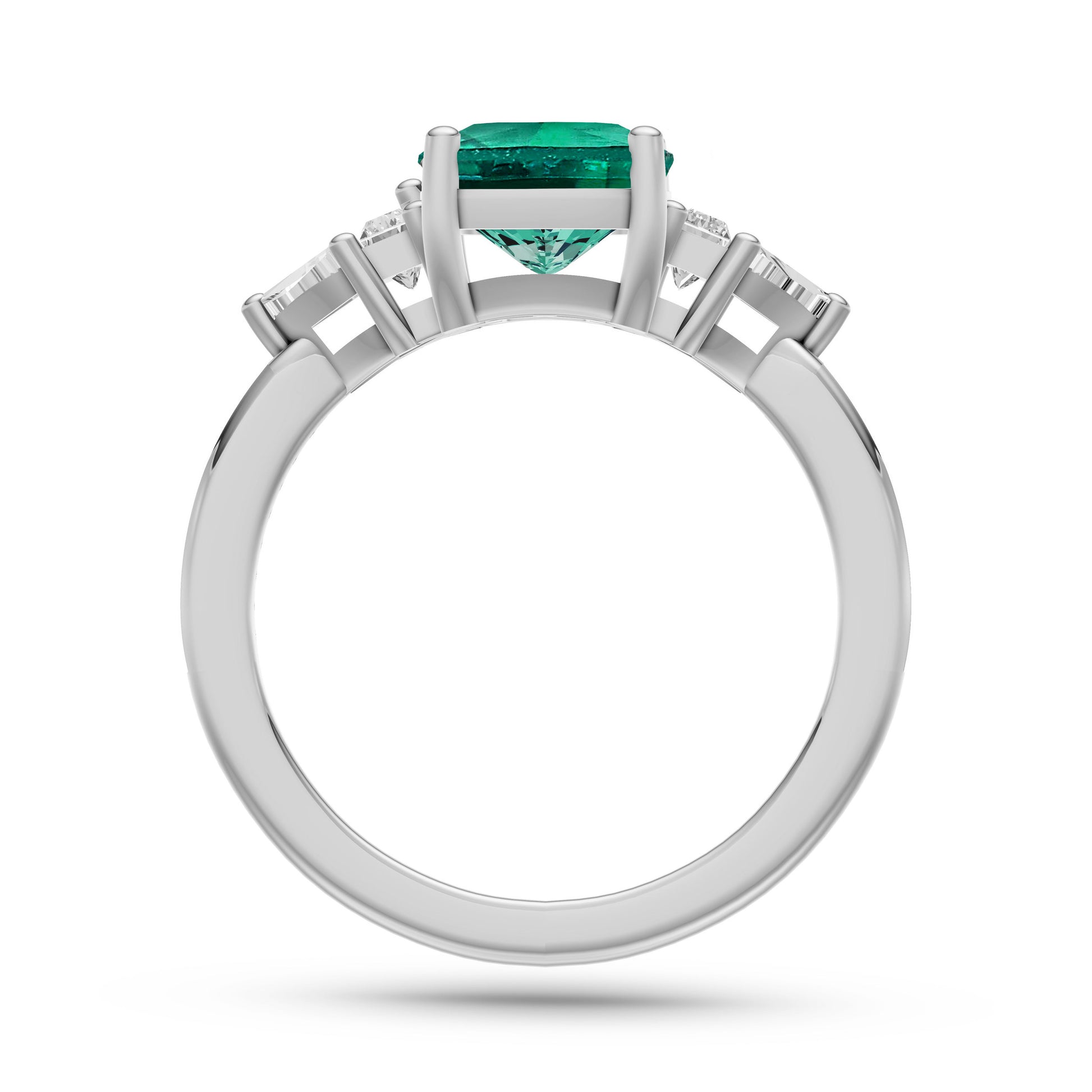 Classic Emerald Cushion & Diamond Ring In 14K Gold