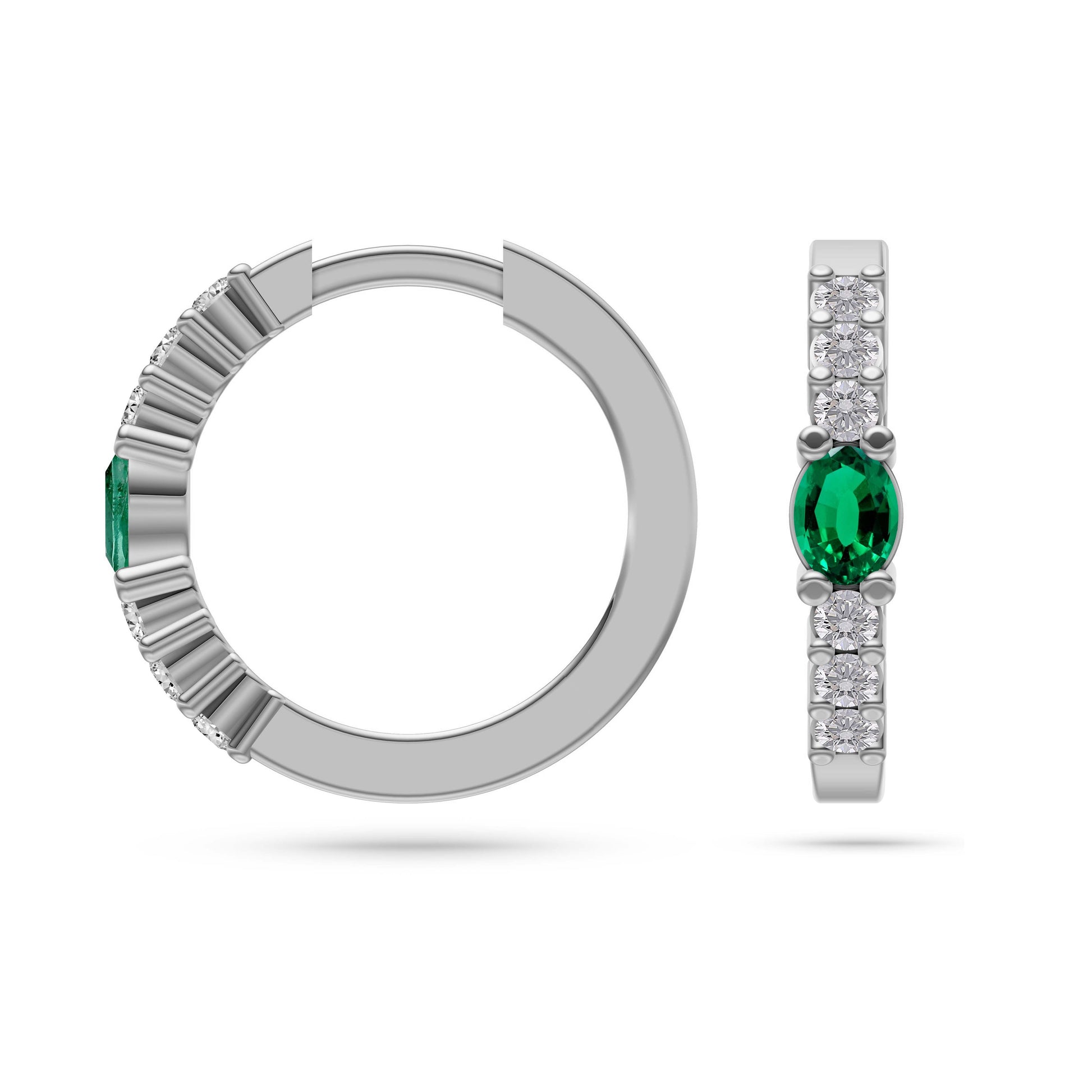 Emerald Eclipse Diamond Huggie Earrings In 18K Gold