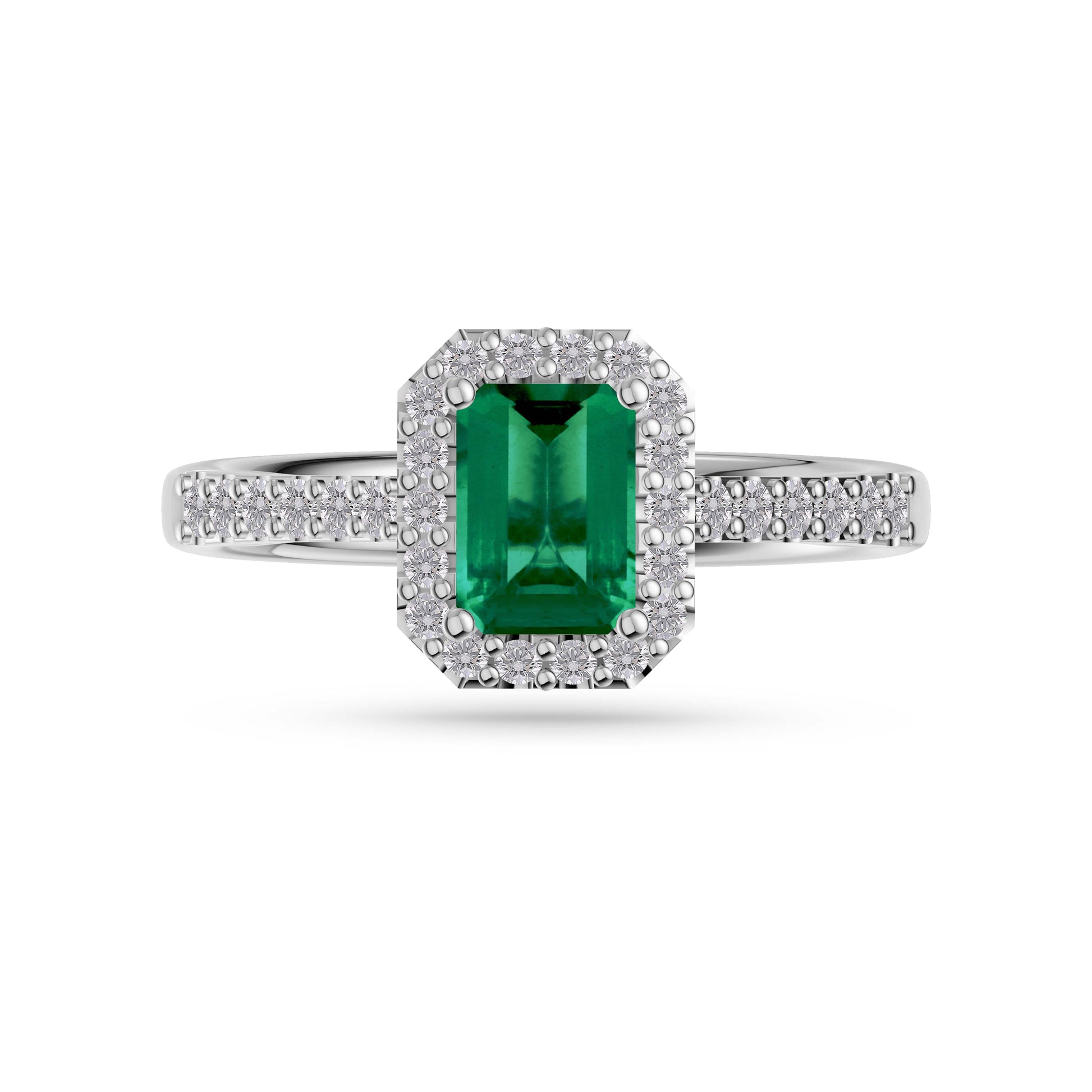 Emerald Octagon Gemstone Ring In 18K Gold