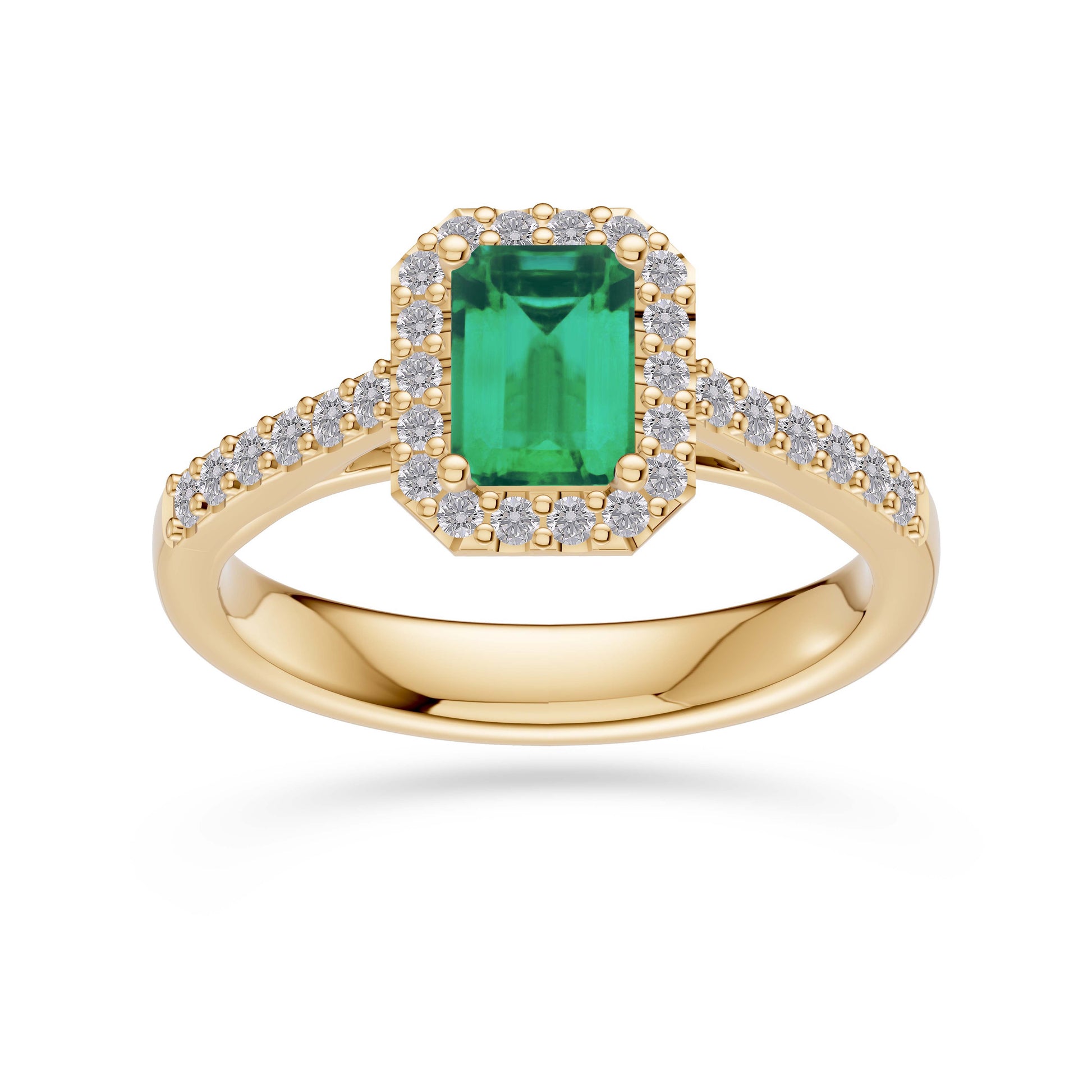 Emerald Octagon Gemstone Ring In 18K Gold