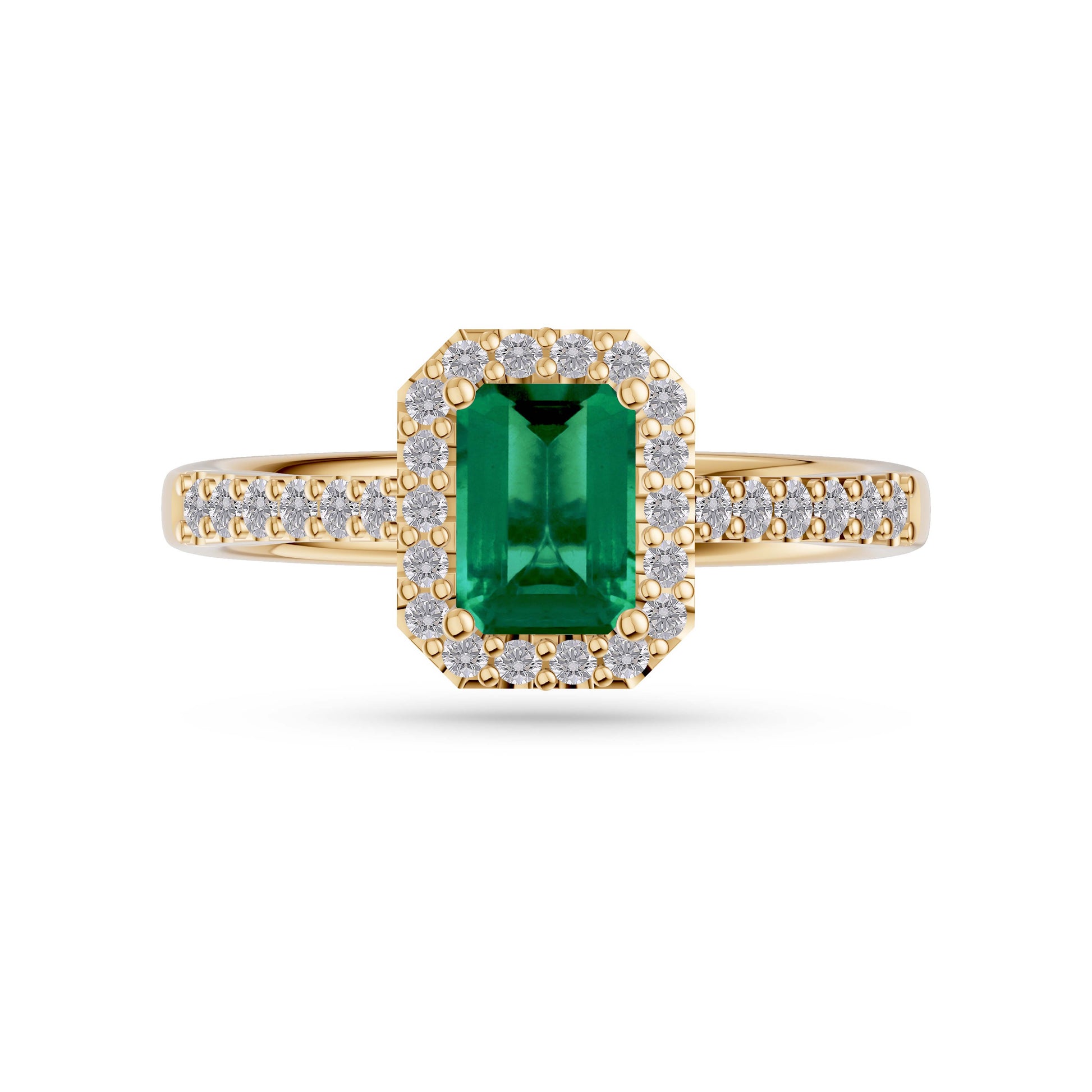 Emerald Octagon Gemstone Ring In 18K Gold