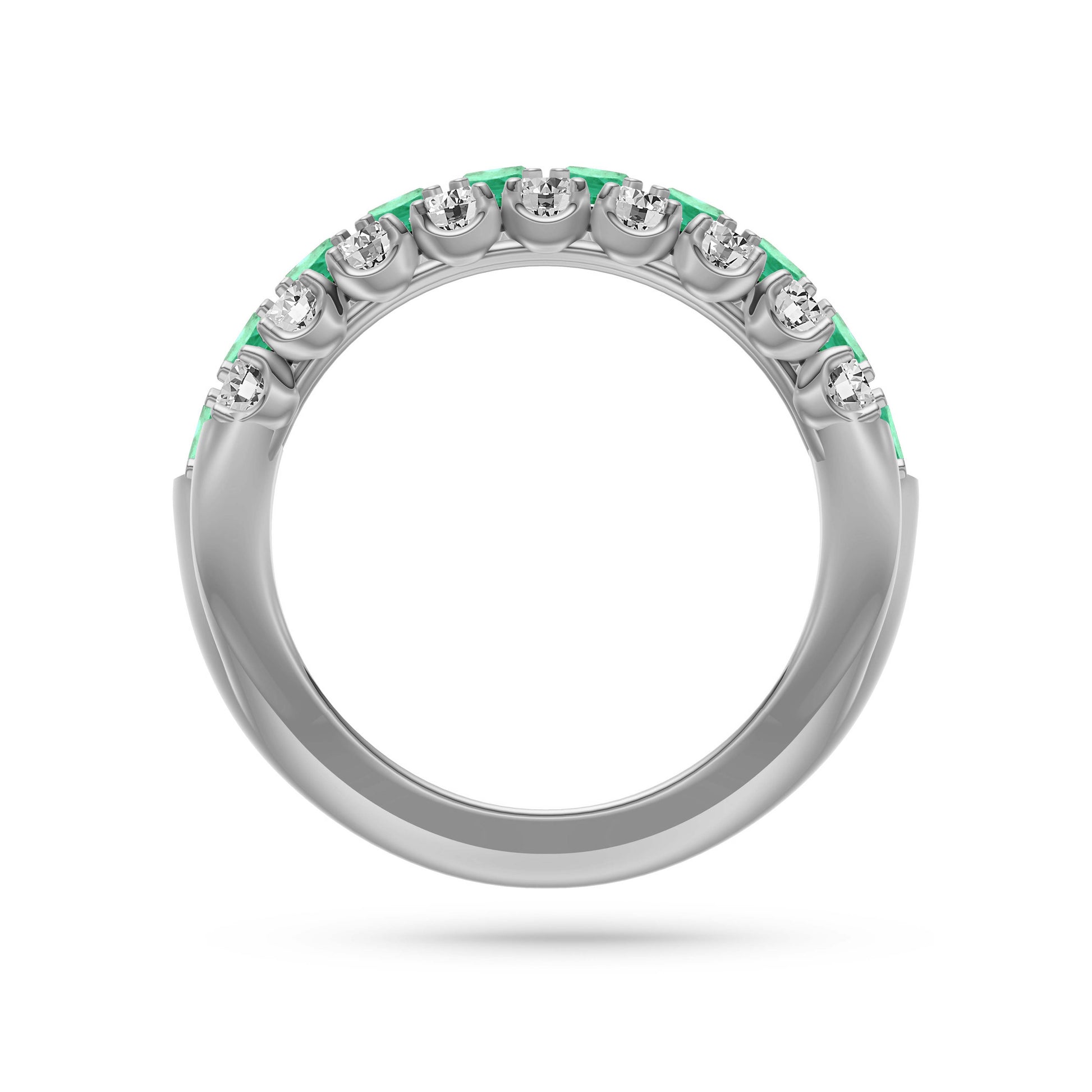 Emerald and Diamond Regal Band Ring in 18K Gold