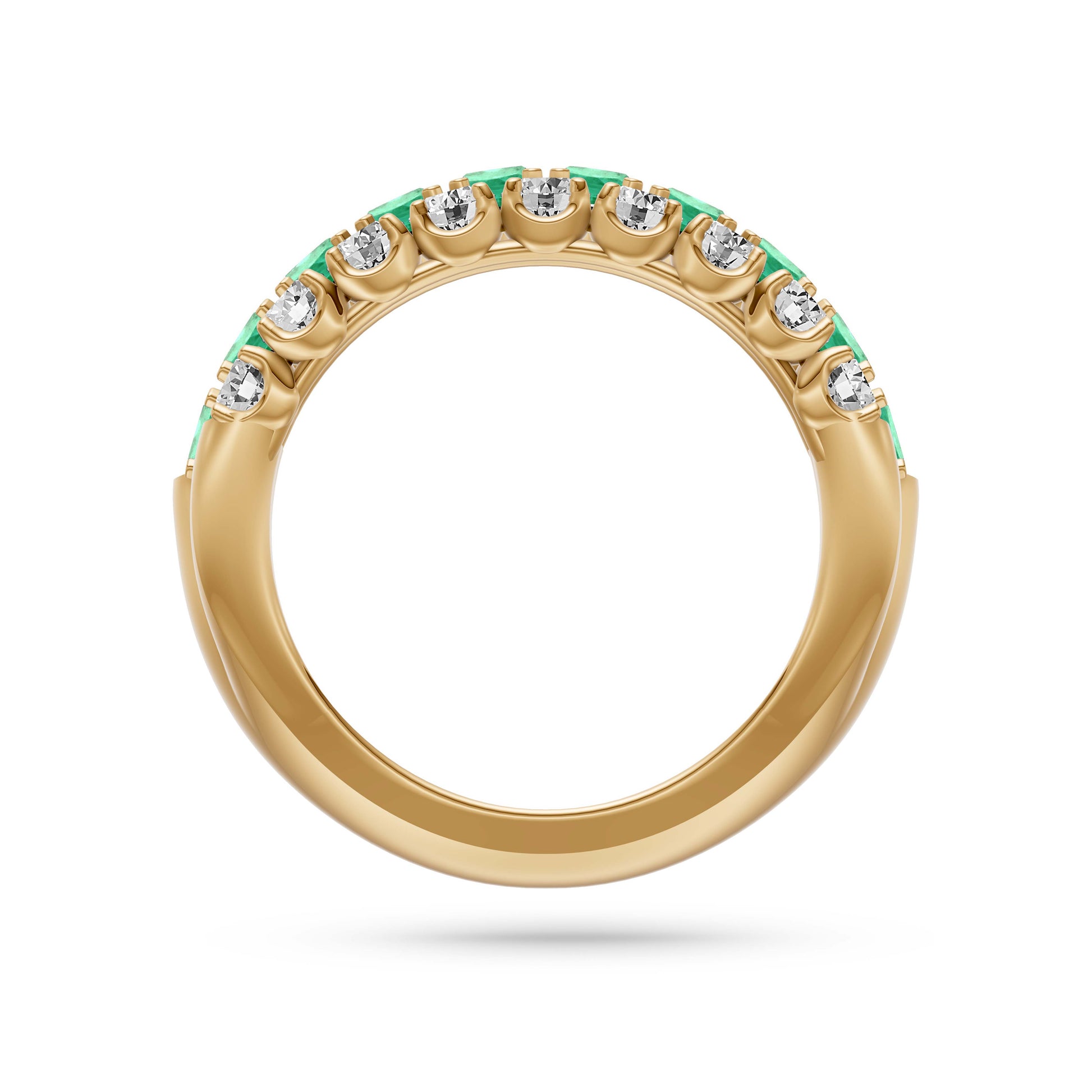 Emerald and Diamond Regal Band Ring in 18K Gold