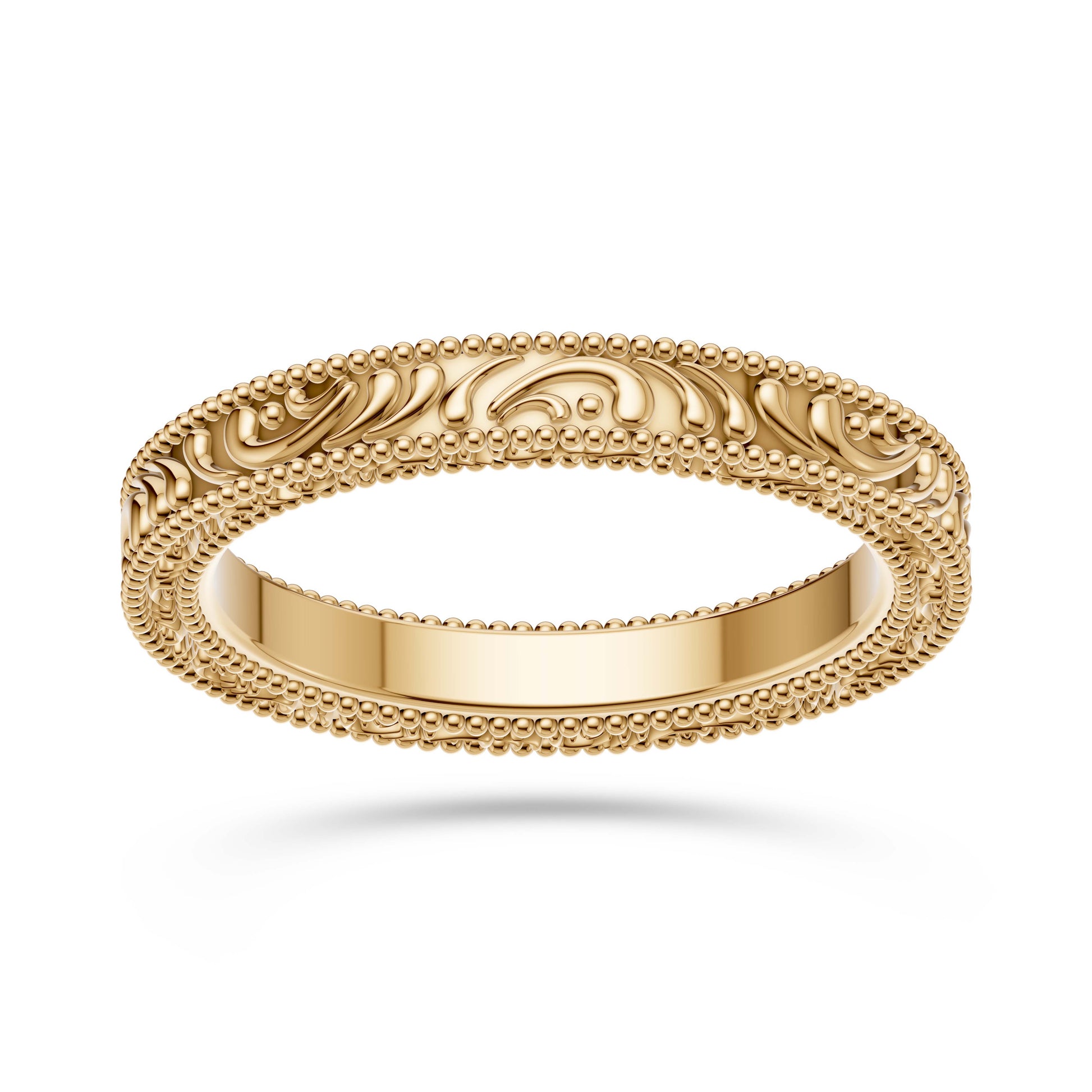 Engraved Gold Milgrain Band in 14K Gold