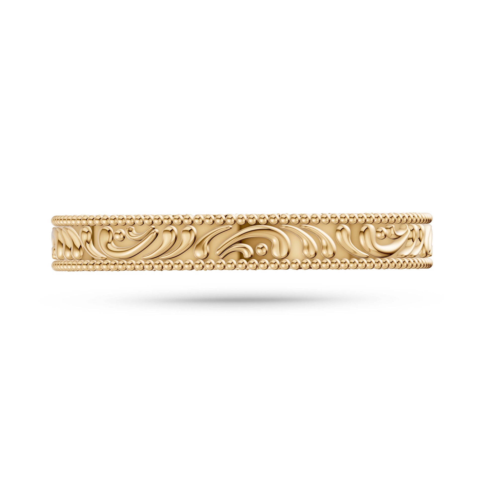 Engraved Gold Milgrain Band in 14K Gold