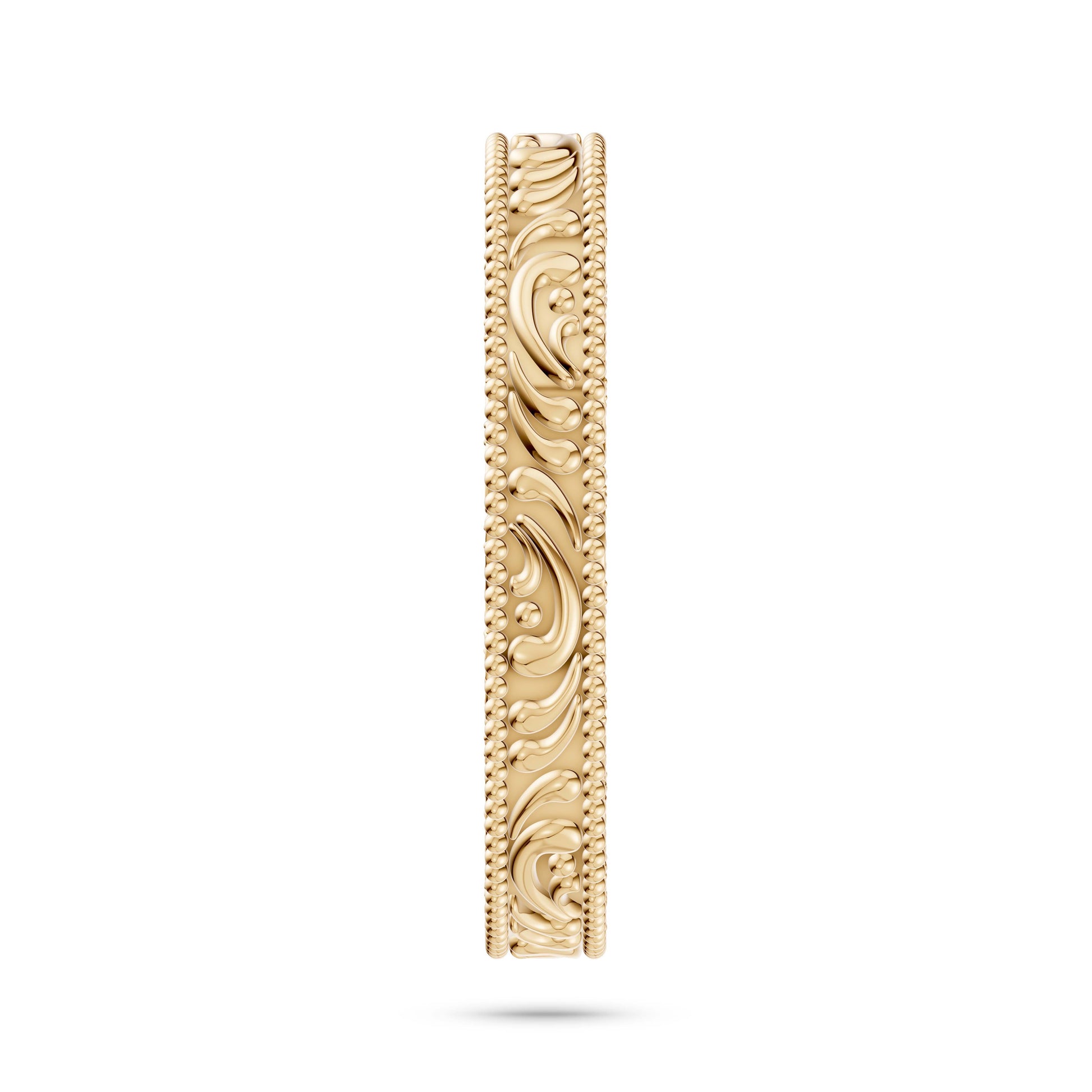 Engraved Gold Milgrain Band in 14K Gold
