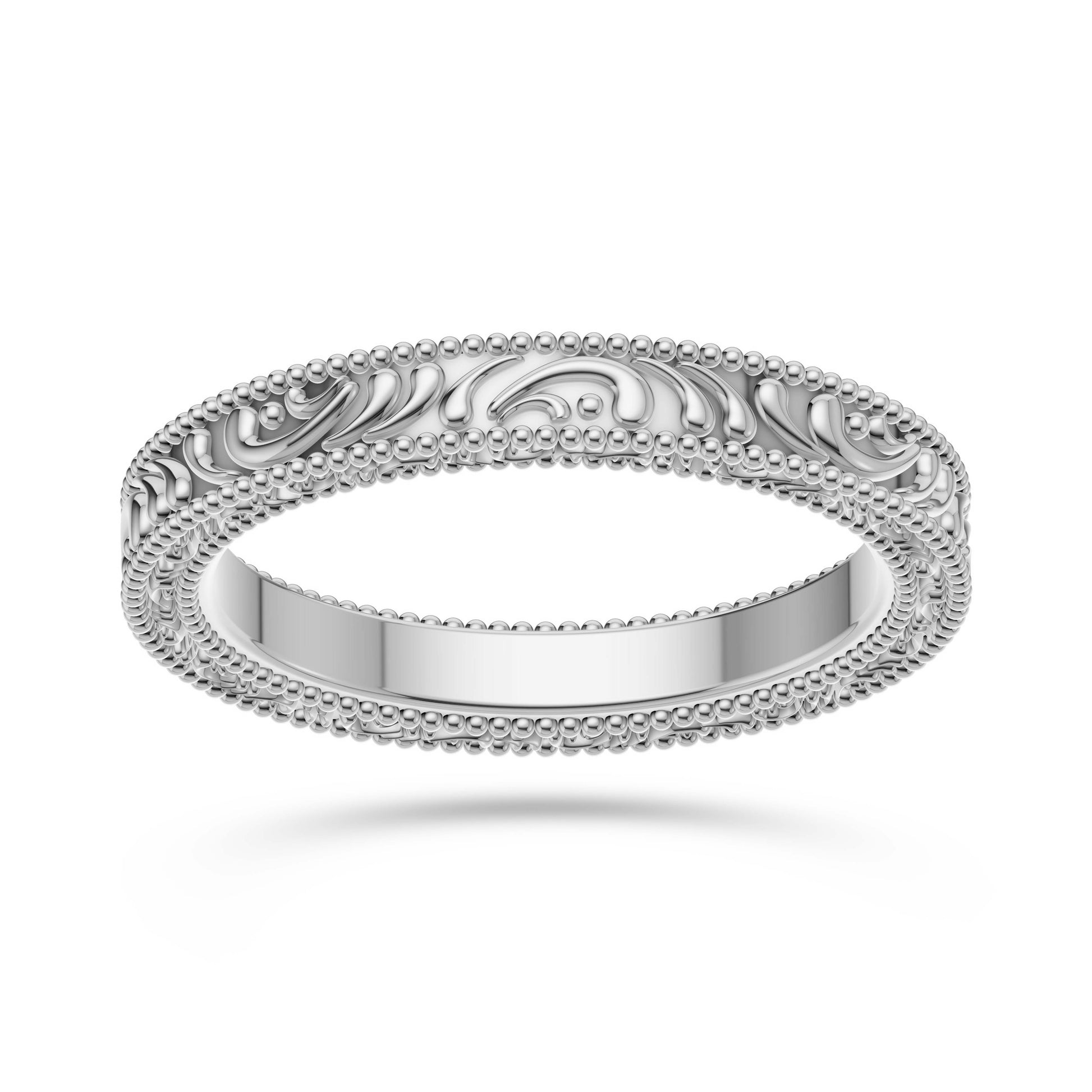Engraved Gold Milgrain Band in 14K Gold
