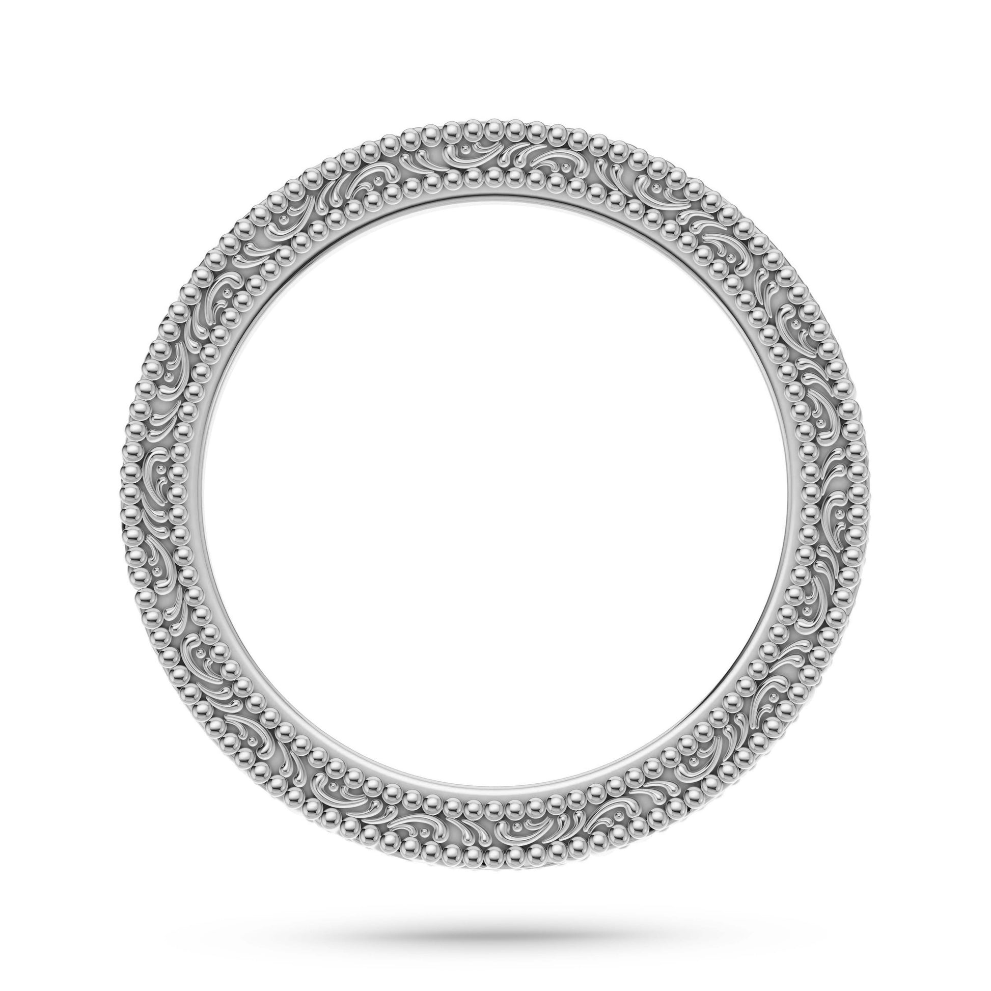 Engraved Gold Milgrain Band in 14K Gold
