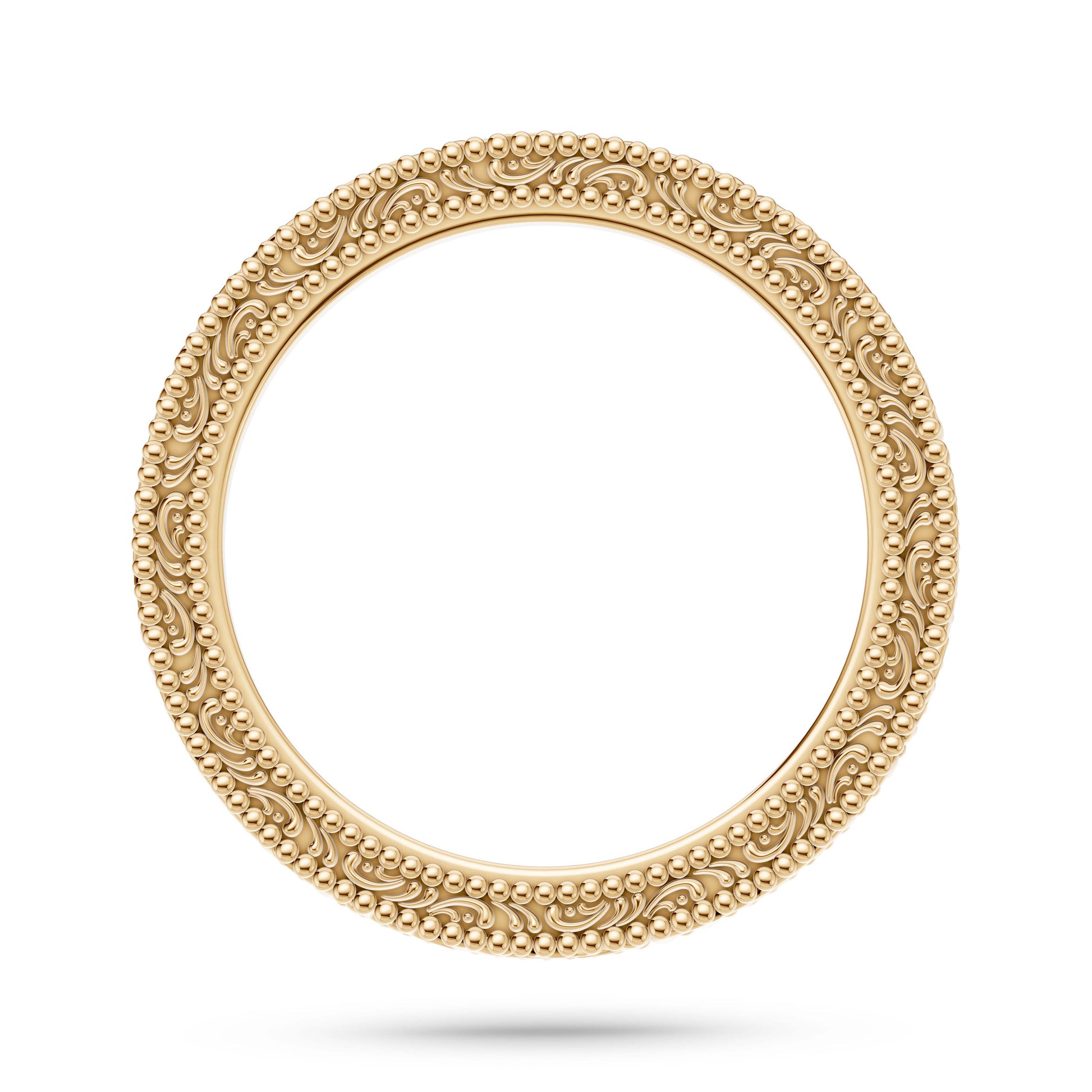 Engraved Gold Milgrain Band in 14K Gold